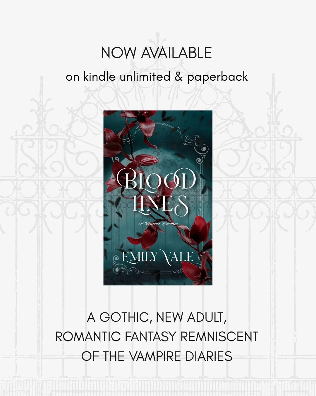It&rsquo;s release day! If you loved The Vampire Diaries, go pick this up for a nostalgic reading experience.
&bull;
#gothicromance #vampireromance #romanticfantasy #fantasybooks #newadultromance