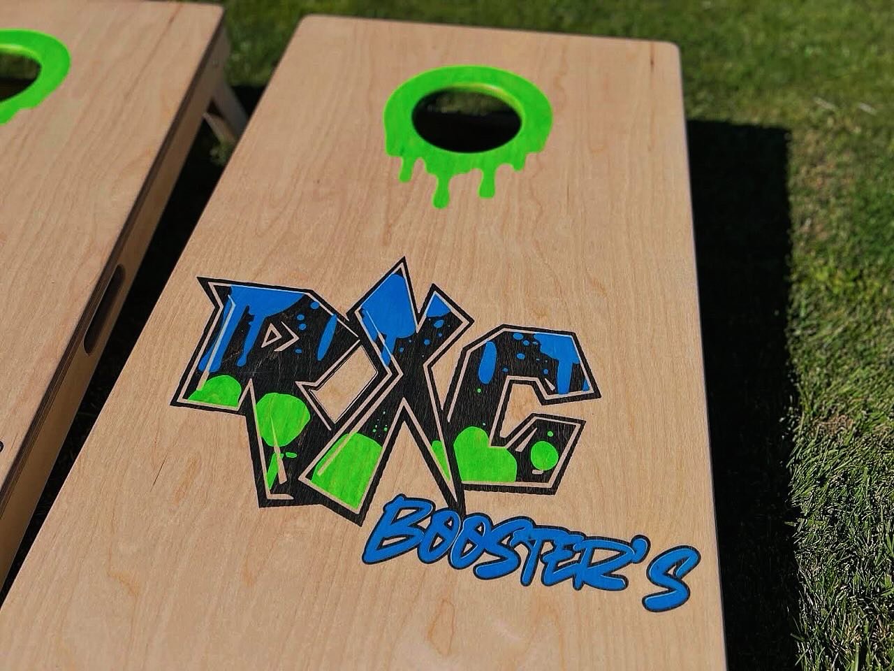 @208boardsandbags knocked this pair of #cornholeboards out for a #grandprize , $200 cash prize and so on. 

Not interested in entering the tournament we will have a bounce house located inside the @riotxtremecheer gym, many auction/silent auctions it