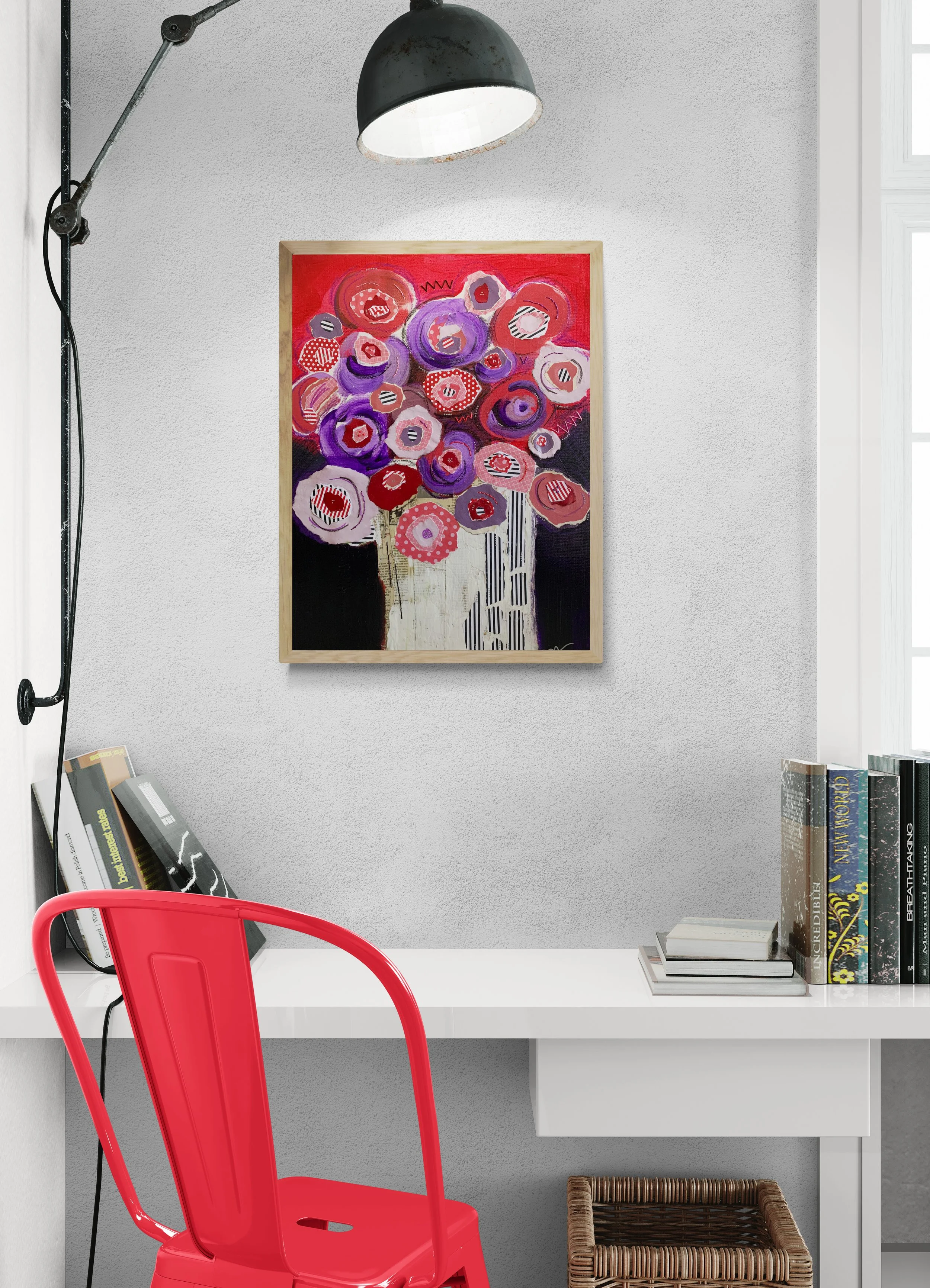 Be My Valentine Floral Mixed Media Collage