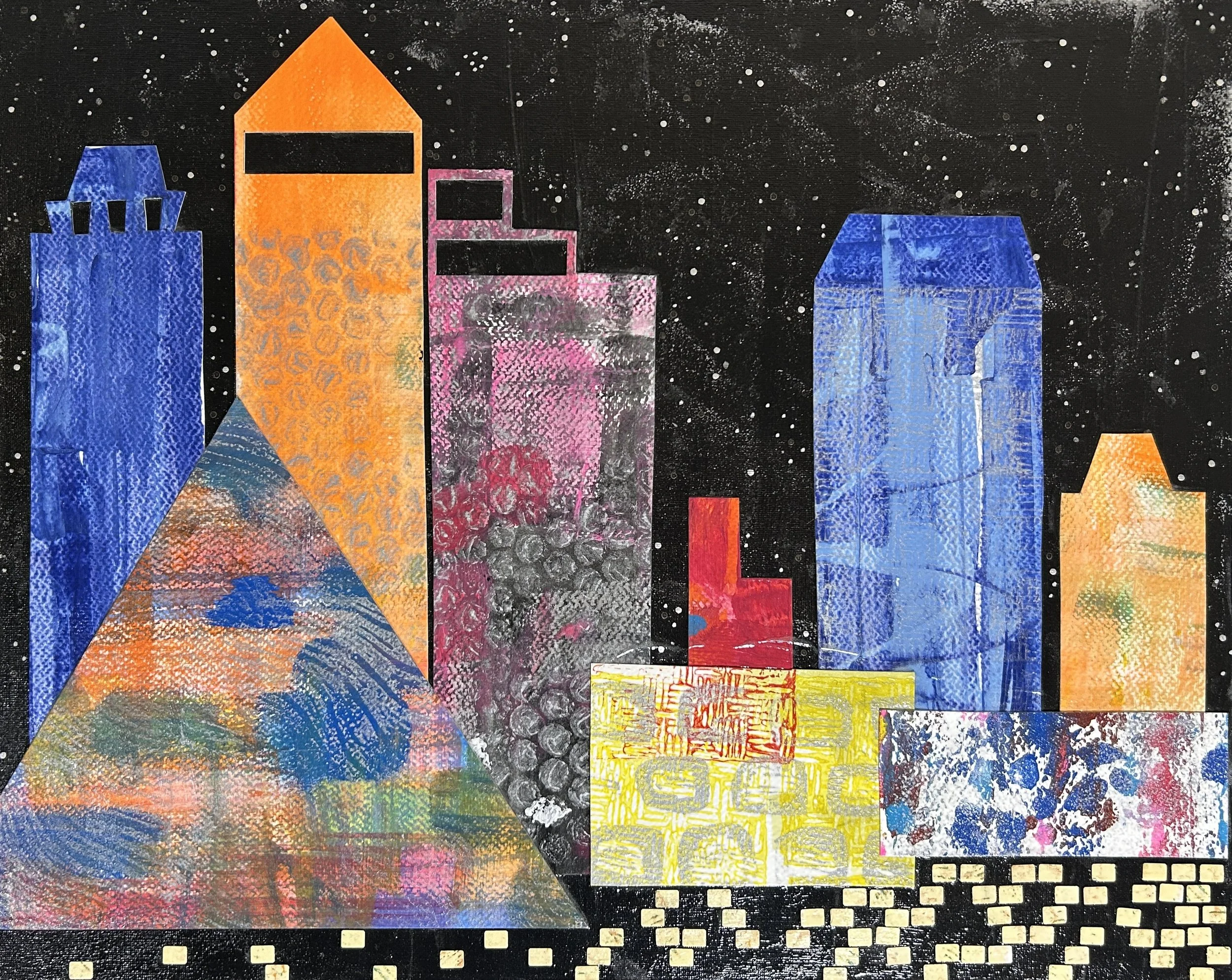 Memphis Grizzlies Skyline Mixed Media Collage