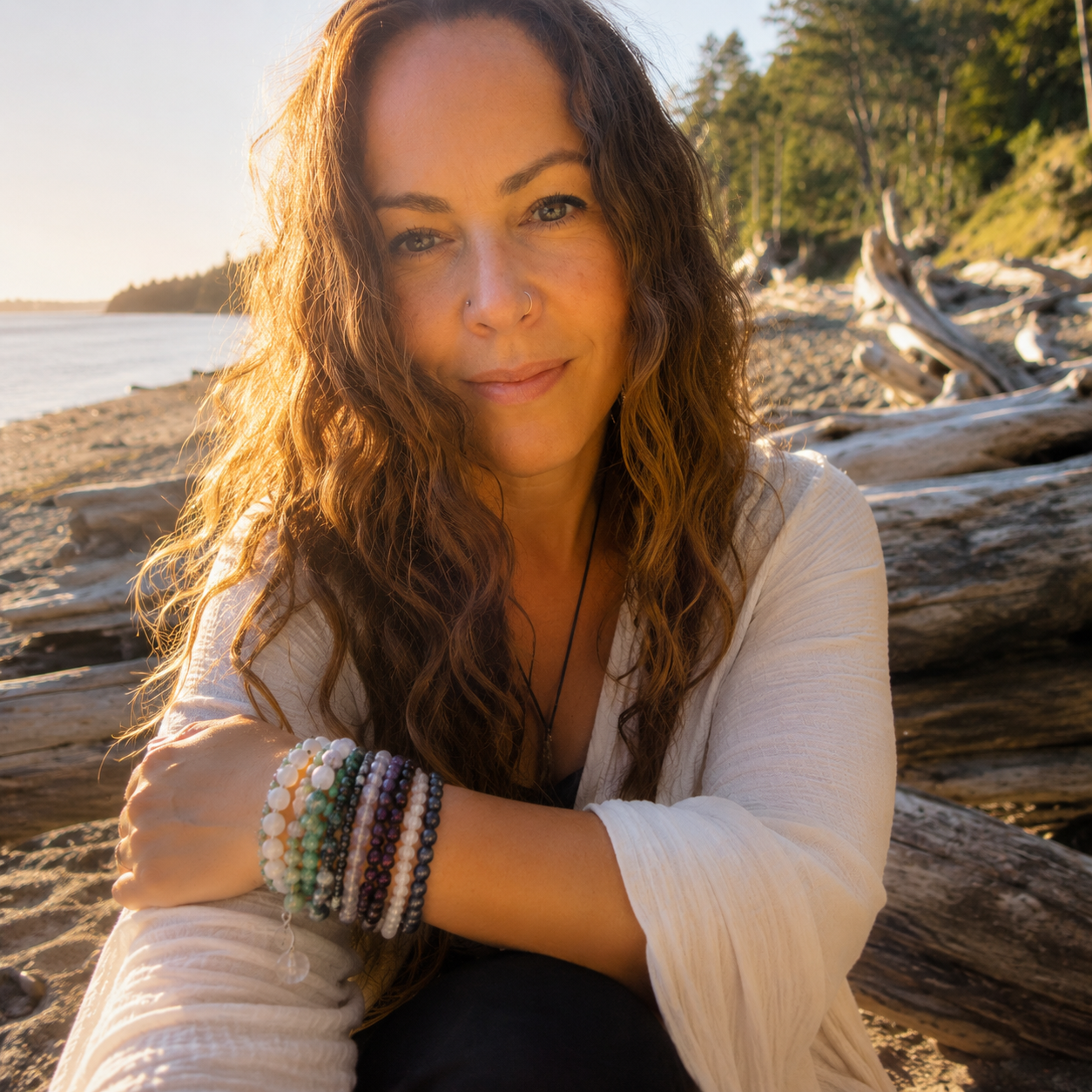 Lisa Brake Lifestyle Shot on Beach inspired by Vancouver Island