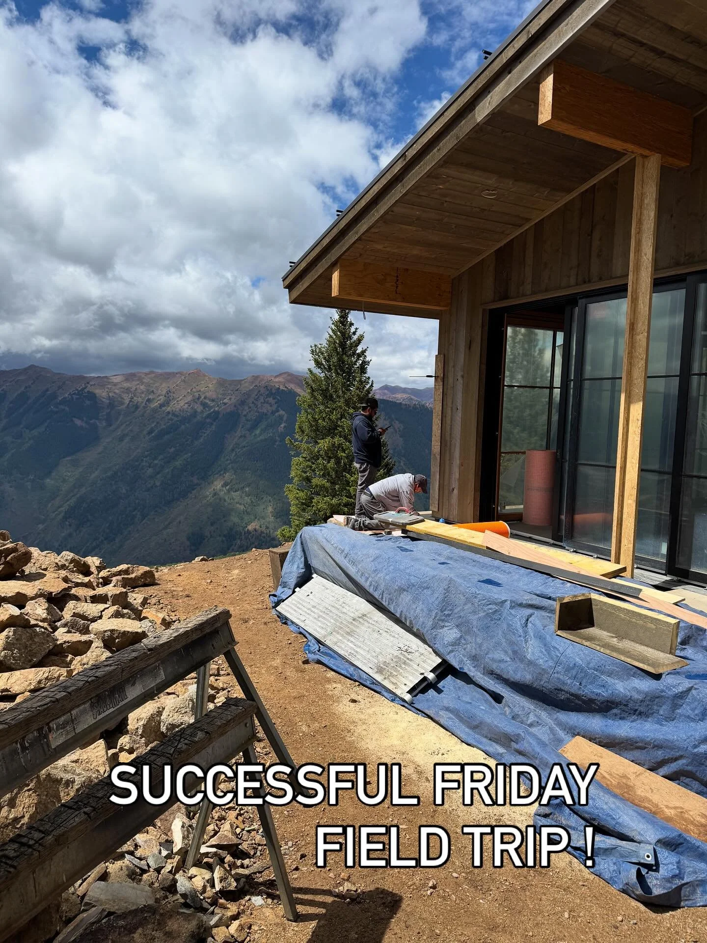 Gorgeous day for a site visit - finalizing finishes and details before the weather changes in this chalet style cabin 
#aspen #interiordesign #constructionsite #chaletstyle #dellaandzellainteriors