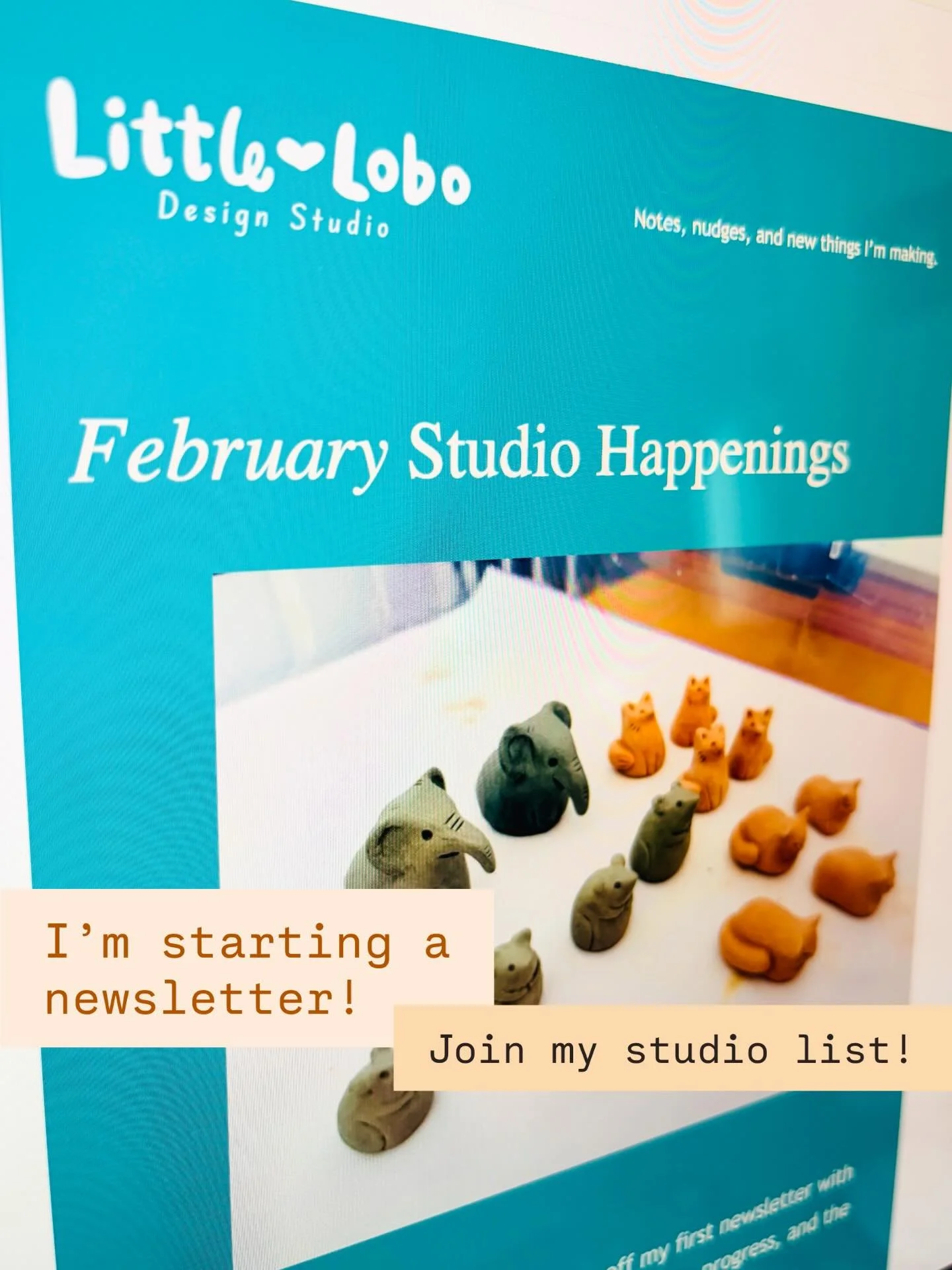 ✨My first newsletter will be sent on Monday! ✨Subscribe for &ldquo;notes, nudges, and new things I&rsquo;m making&rdquo; ➡️Link in Bio and at my website: littlelobo.com
