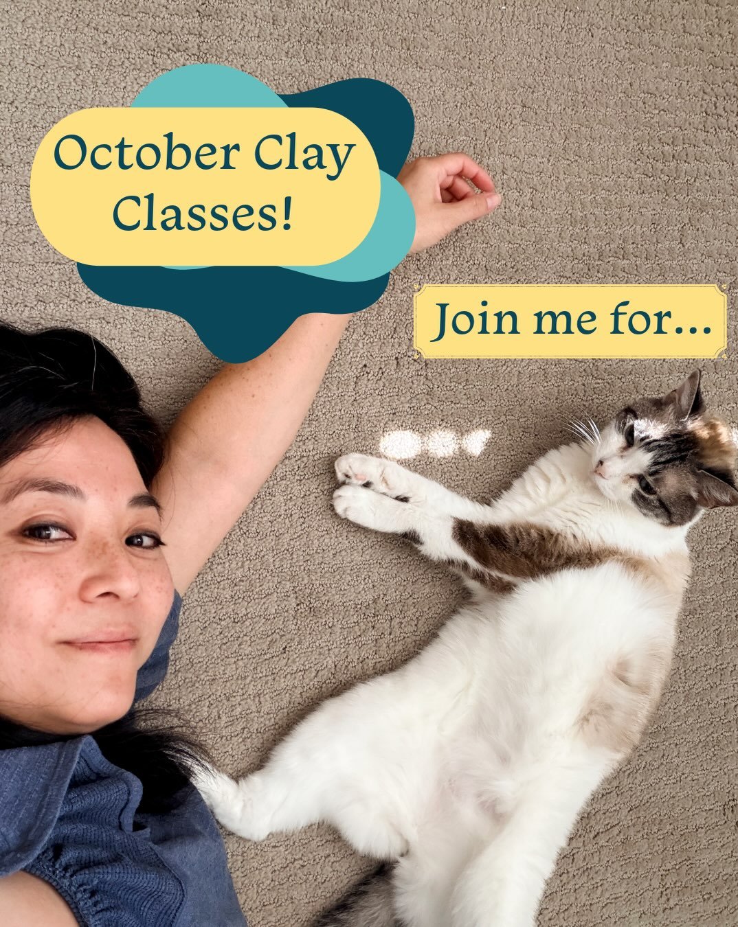 It&rsquo;s my birthday month! Join me for a clay class to sculpt your frightfully fantastic pumpkin or create a collection of itty bitty minis! 

🎃 Pinch Pot Pumpkins!
Friday, October 16 from 5-6:30pm

💕 Mini Charms!
Saturday, October 17 from 2-4pm