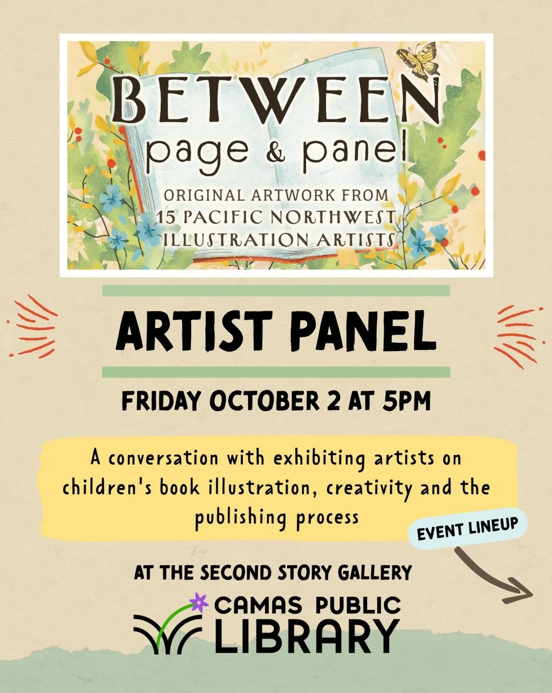 What&rsquo;s it really like to make a children&rsquo;s book? 📚✨
Join us this Friday, Oct. 2 at 5 PM at the Second Story Gallery in the Camas Public Library for an evening conversation with a group of talented local children&rsquo;s book illustrators