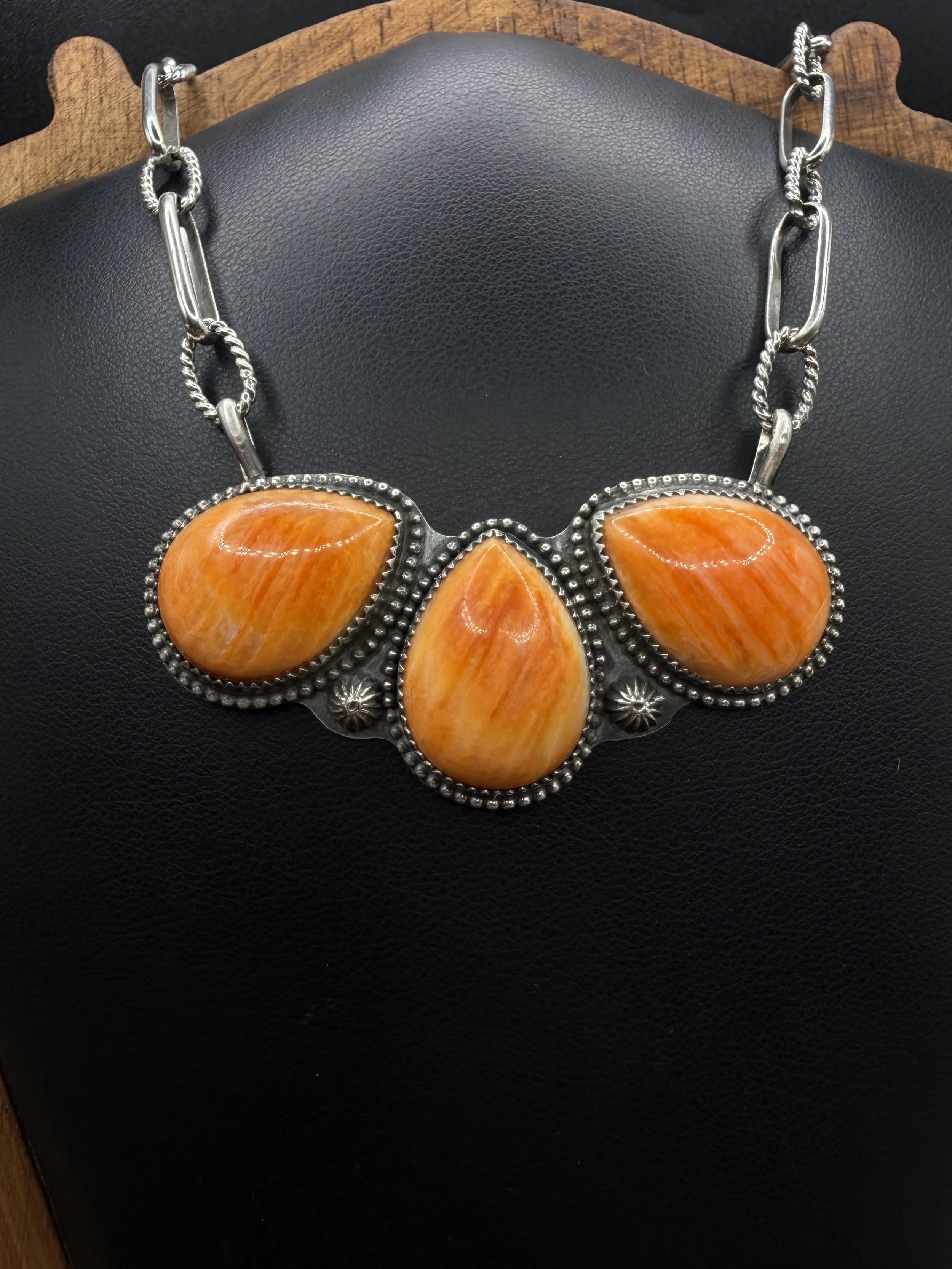 The Orange Spiny Trio Necklace