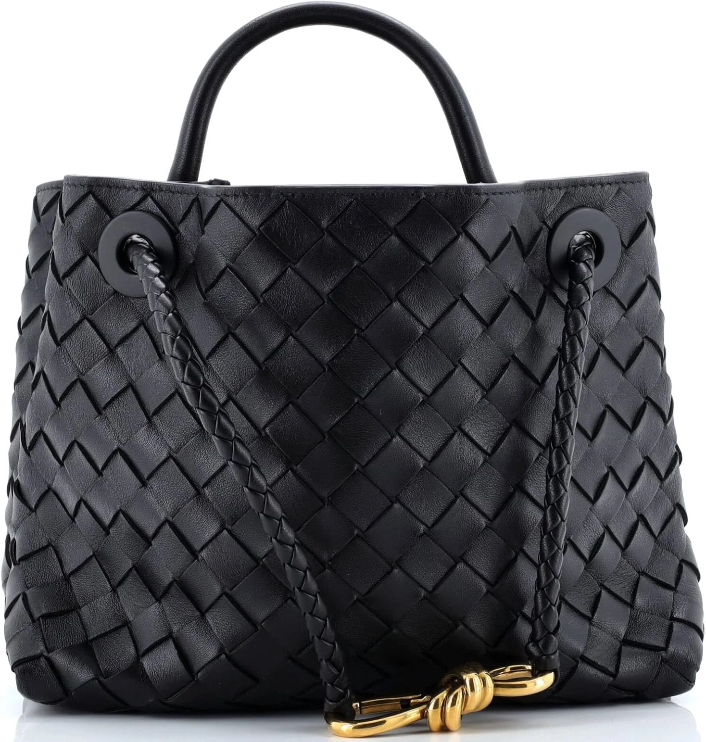 Pre-Loved Andiamo Top Handle Bag Intrecciato Nappa Small, Black