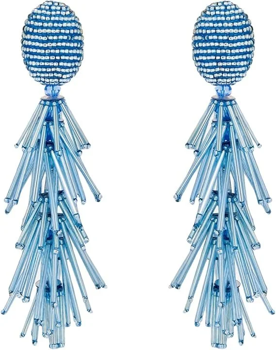 Oscar de la Renta - Beaded Fringe Tassel Clip-On Earrings