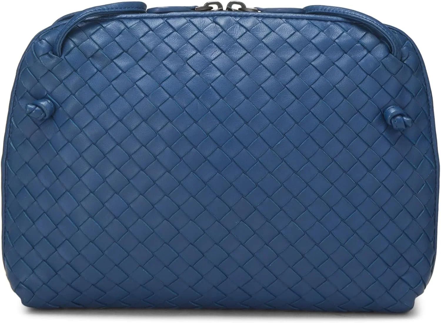 Bottega Veneta Pre-Loved Blue Intrecciato Leather Nodini Crossbody, Blue