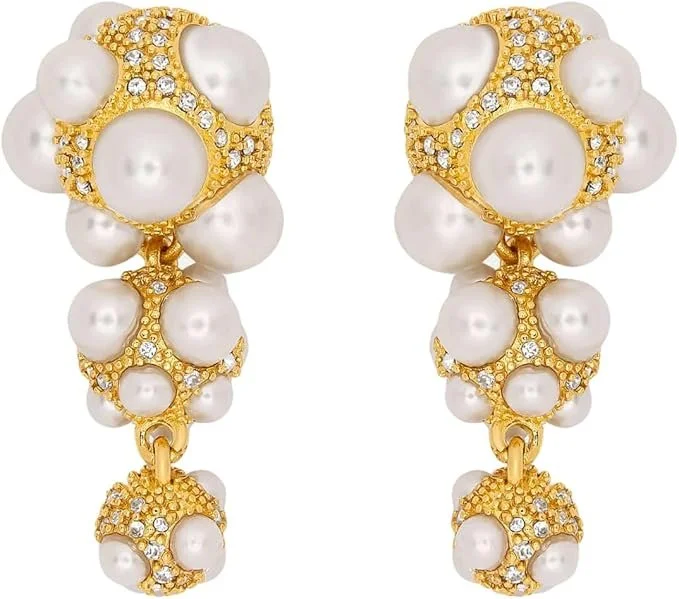Oscar de la Renta - Pearl Pavé Cluster Drop Earrings