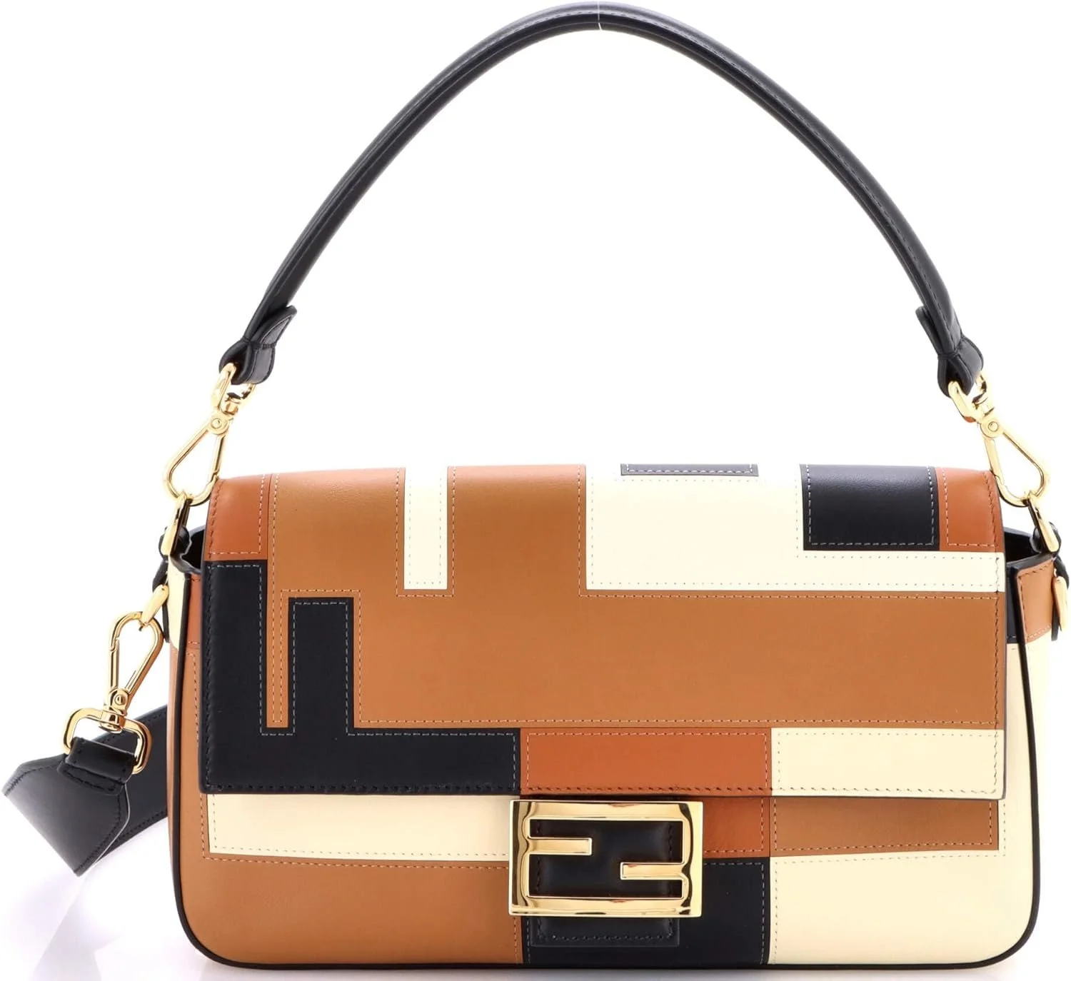 Fendi, Pre-Loved Baguette NM Bag Patchwork Leather Medium, Brown