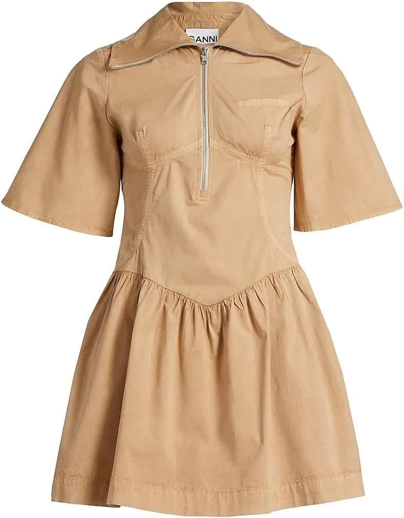 Ganni, Washed Stretch-Cotton Mini-Shirtdress