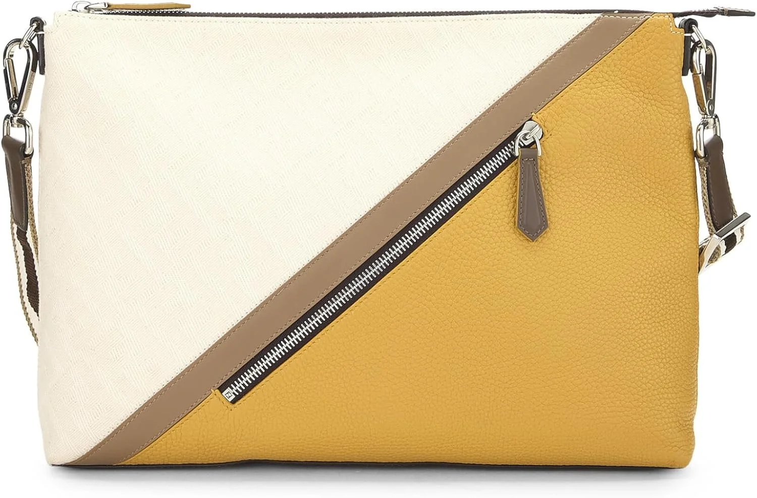 Fendi, Pre-Loved Yellow Zucca Zip Messenger, Yellow