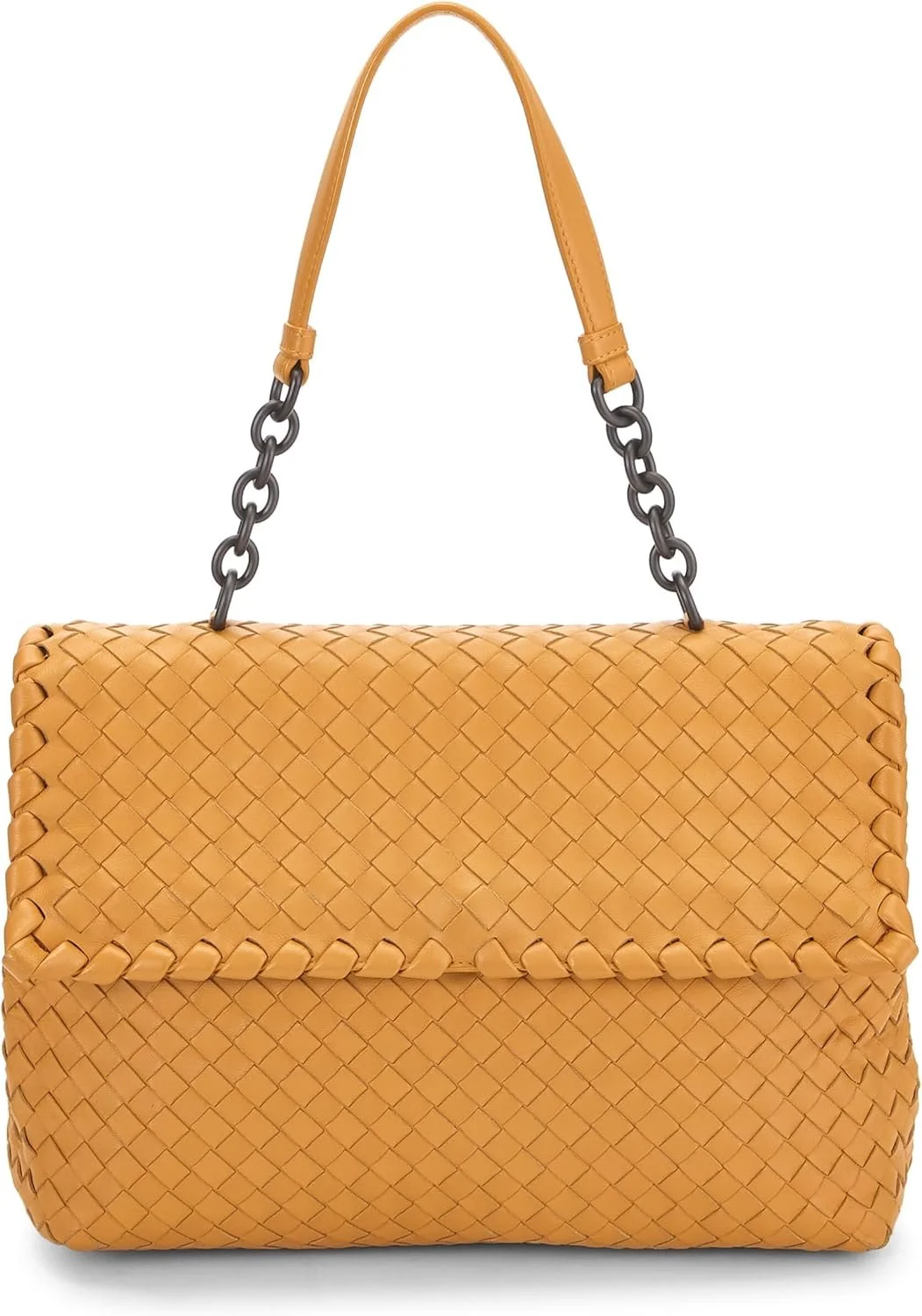 Bottega Veneta - Pre-Loved Orange Intrecciato Leather Olimpia Shoulder Bag Medium, Orange