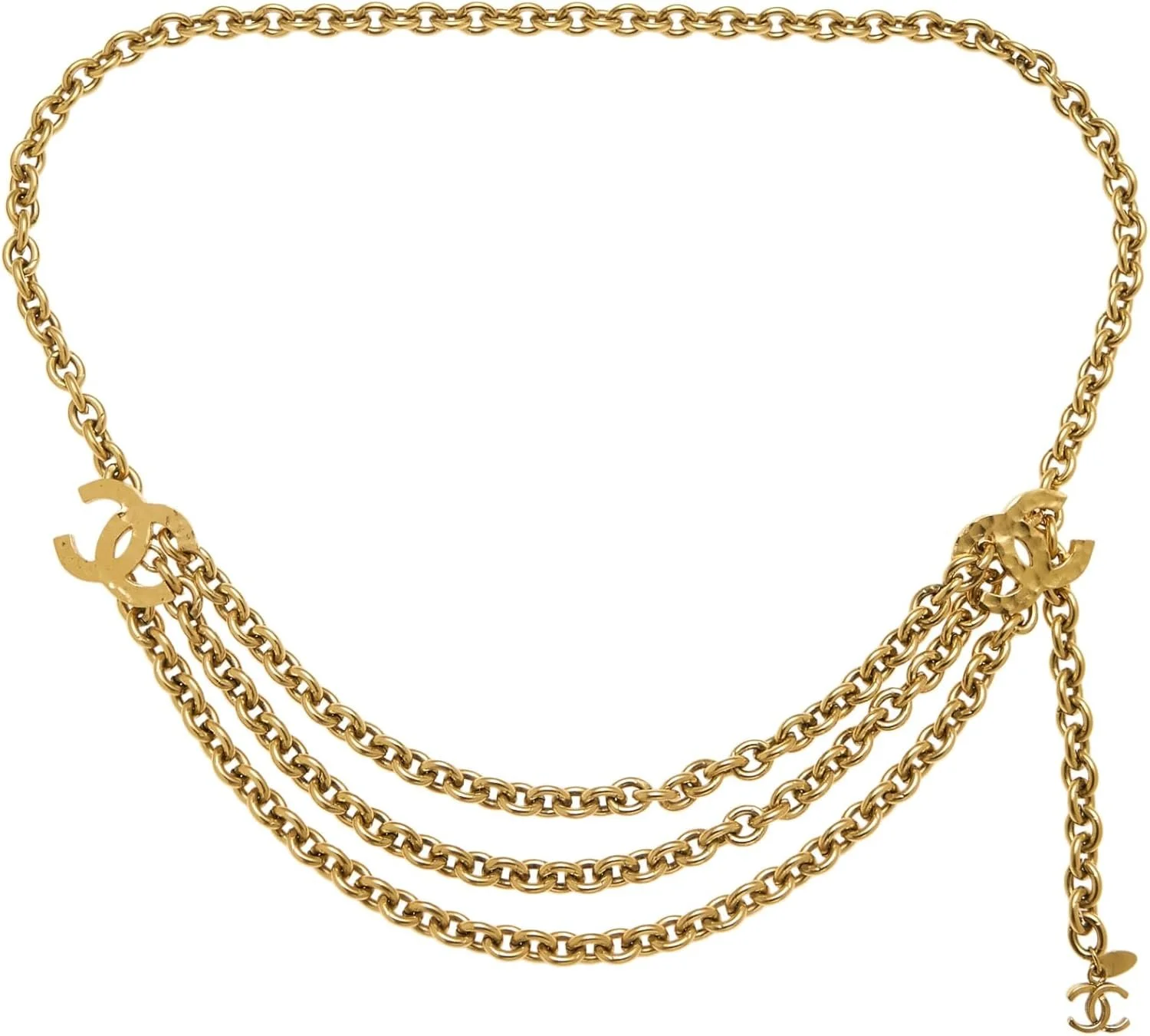 Pre-Loved Gold 'CC' Chain Belt 3, Gold