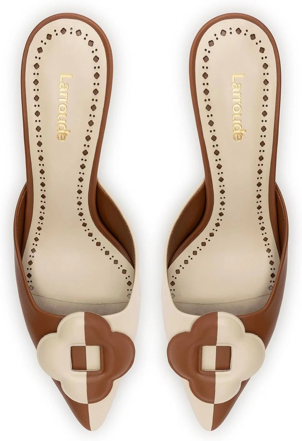 Larroudé, Flora Pump In Caramel And Ivory Leather