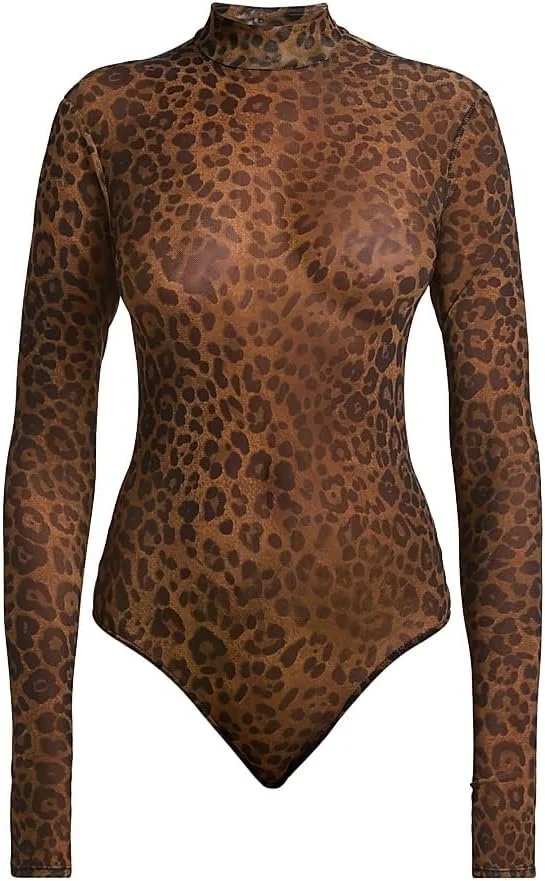 LaPointe, Leopard-Print Mesh Bodysuit