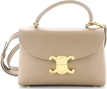 Celine Nino Top Handle Bag Leather Teen, Neutral