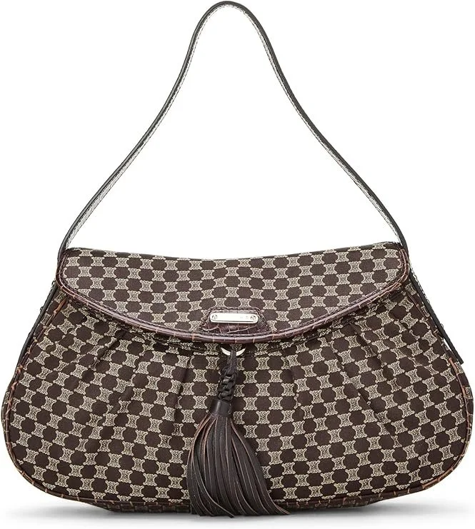 Celine  Brown Macadam Shoulder Bag, Brown