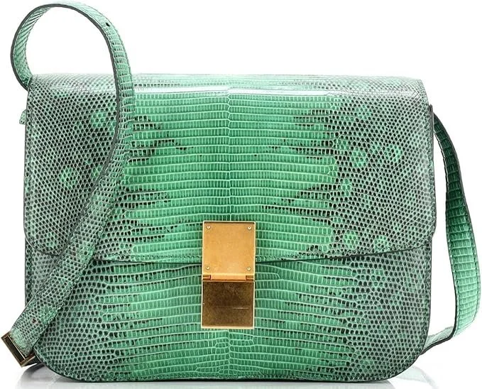 Celine Classic Box Bag Lizard Medium, Green
