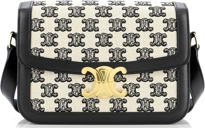 Celine Triomphe Shoulder Bag Triomphe Canvas Medium, Black