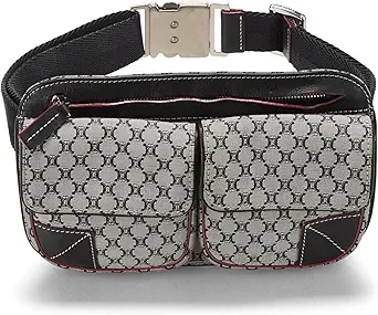 Celine Black Triomphe Canvas Logo Belt Bag, Black