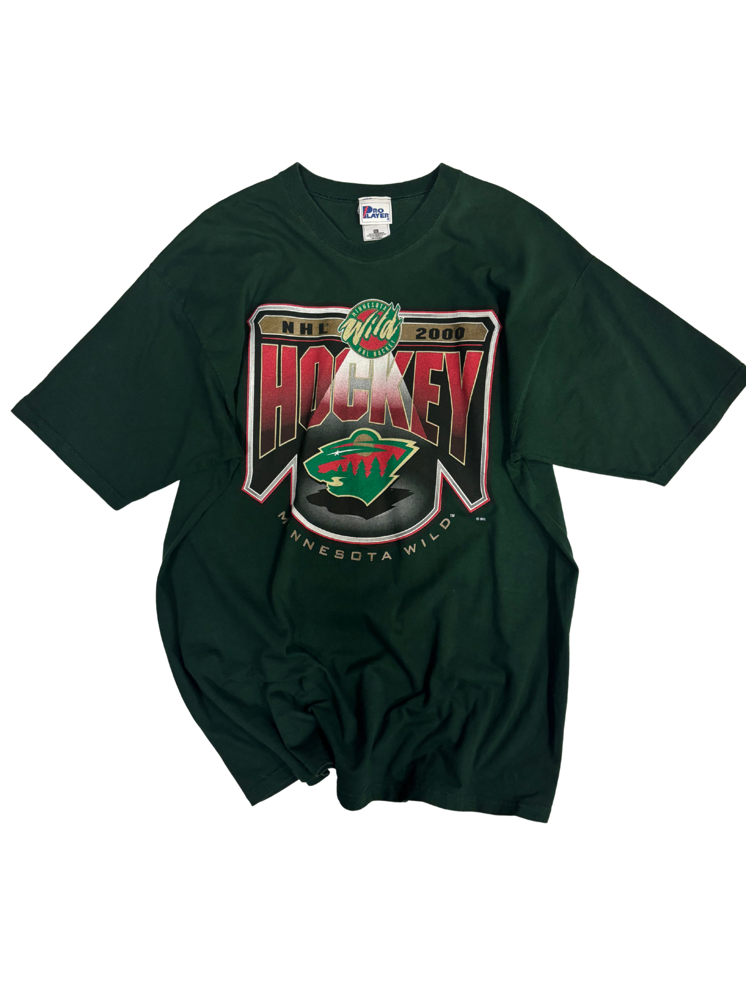 Vintage 2000 Minnesota Wild NHL Hockey T-Shirt – Pro Player XL – Forest Green