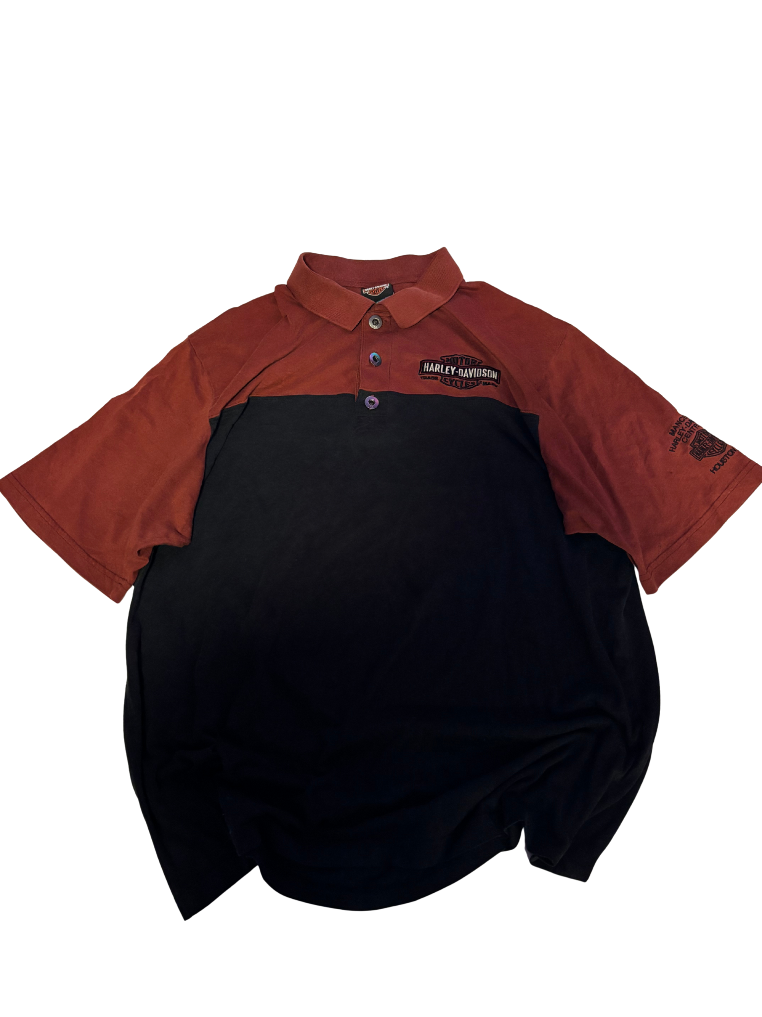 Harley-Davidson Two-Tone Polo Shirt – Black & Rust Red