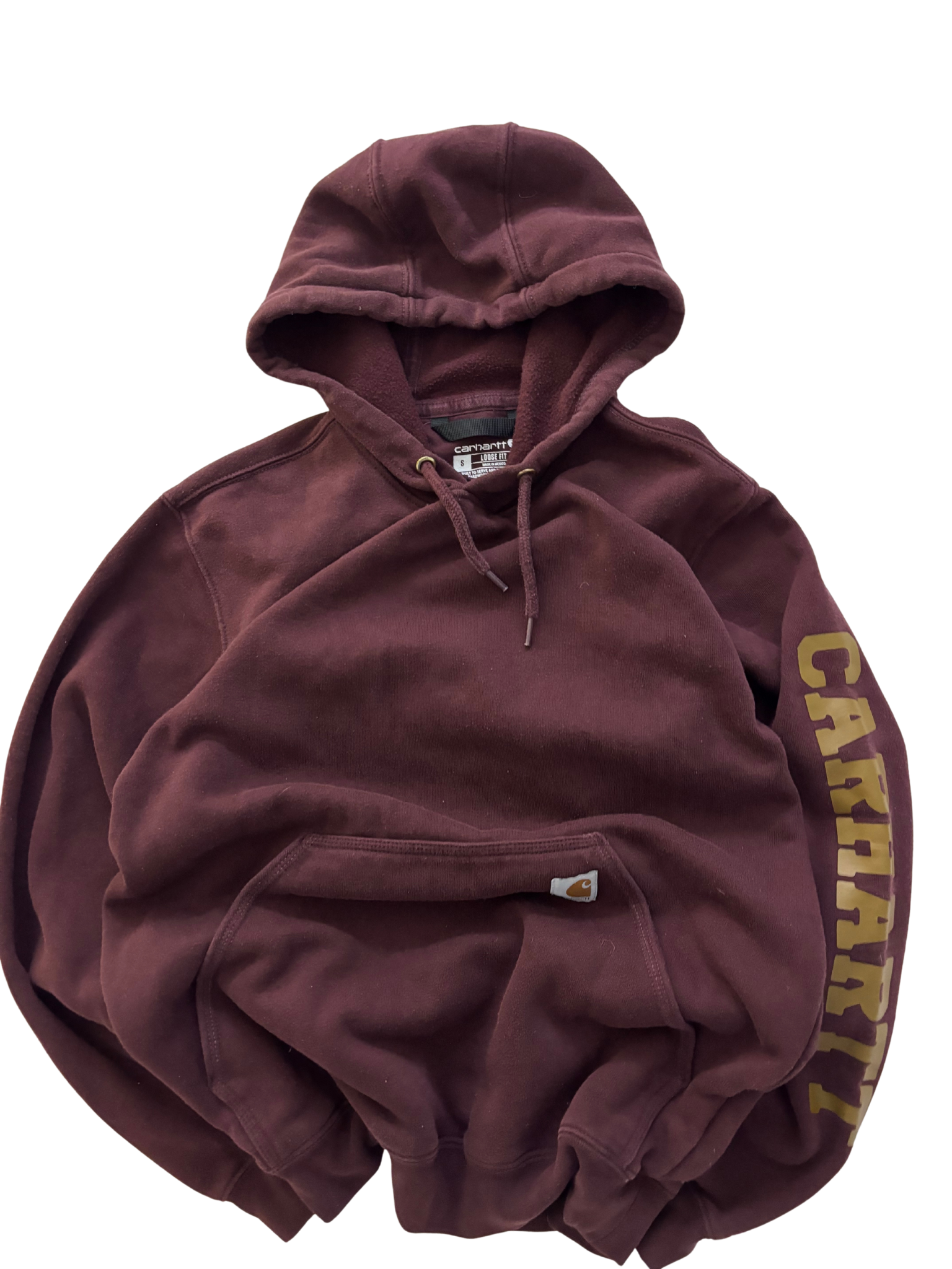 Carhartt Loose Fit Logo Sleeve Hoodie – Maroon / Brown – Workwear Pullover
