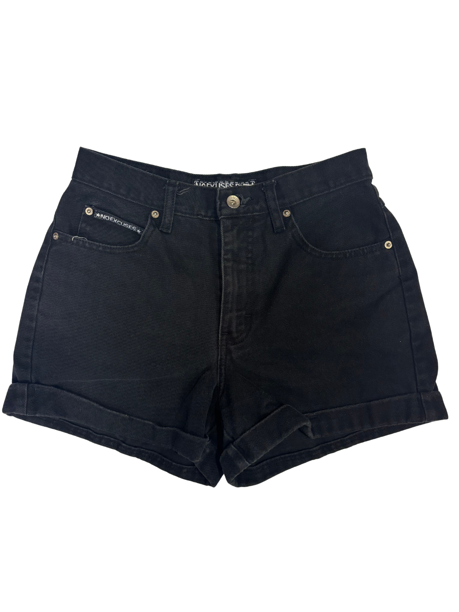 Vintage No Excuses Denim High-Waisted Black Shorts