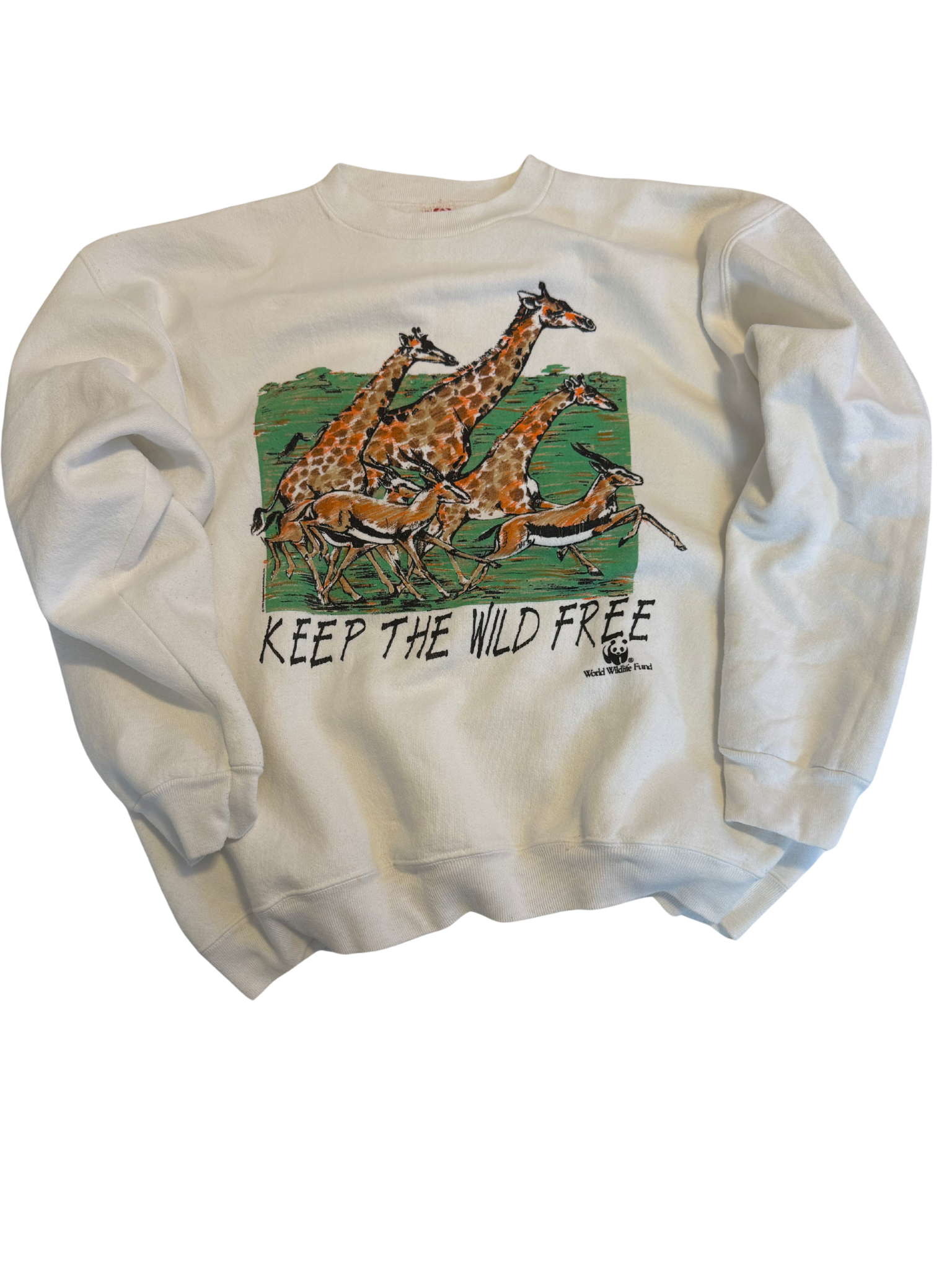 Vintage World Wildlife Fund “Keep The Wild Free” Sweatshirt – Made in USA – Artex Tag – White