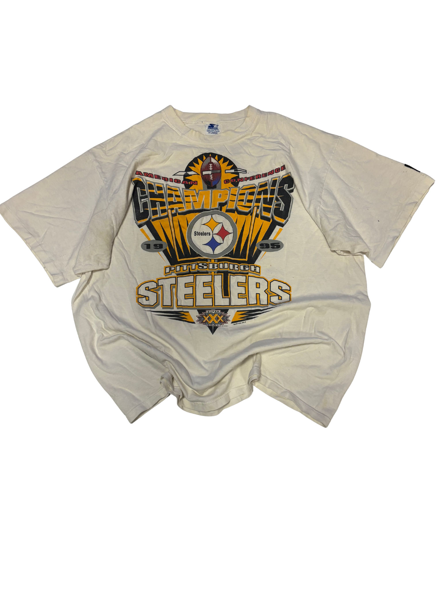 Vintage 1995 Pittsburgh Steelers AFC Champions Tee – Super Bowl XXX – Starter