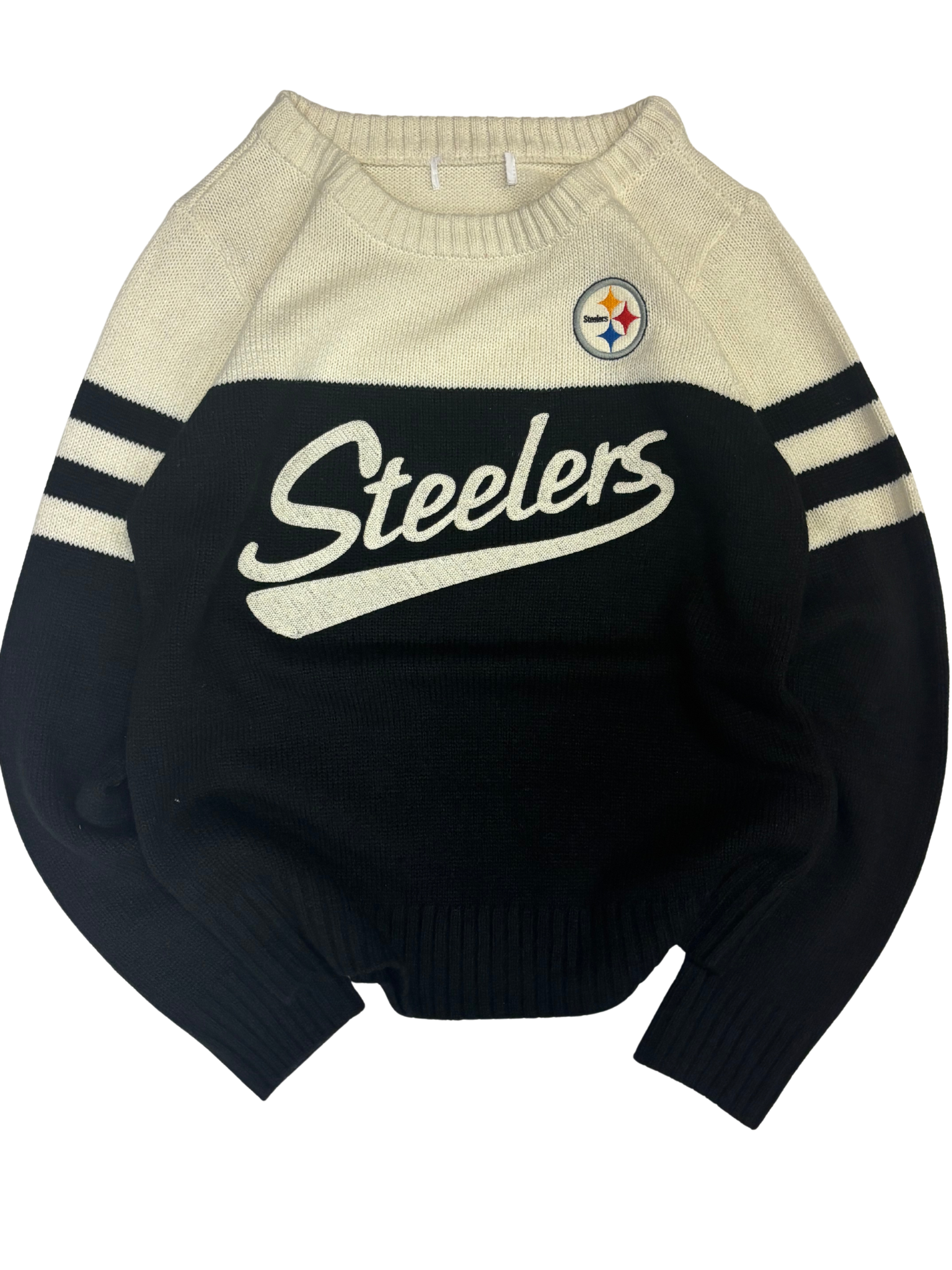 Vintage Pittsburgh Steelers Knit Sweater – Black & Cream