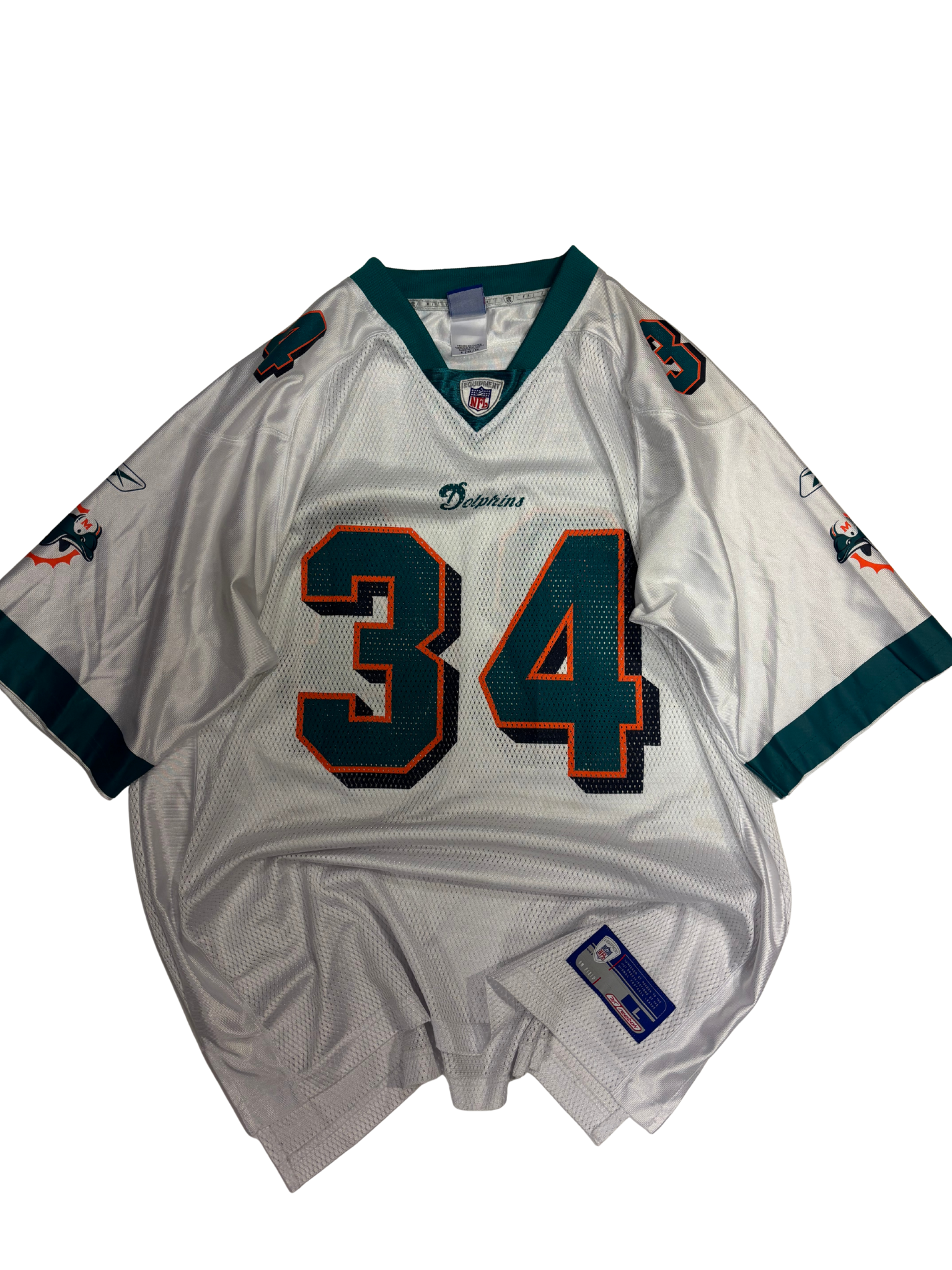 Vintage Miami Dolphins Ricky Williams Jersey – White & Teal – Reebok NFL Equipment