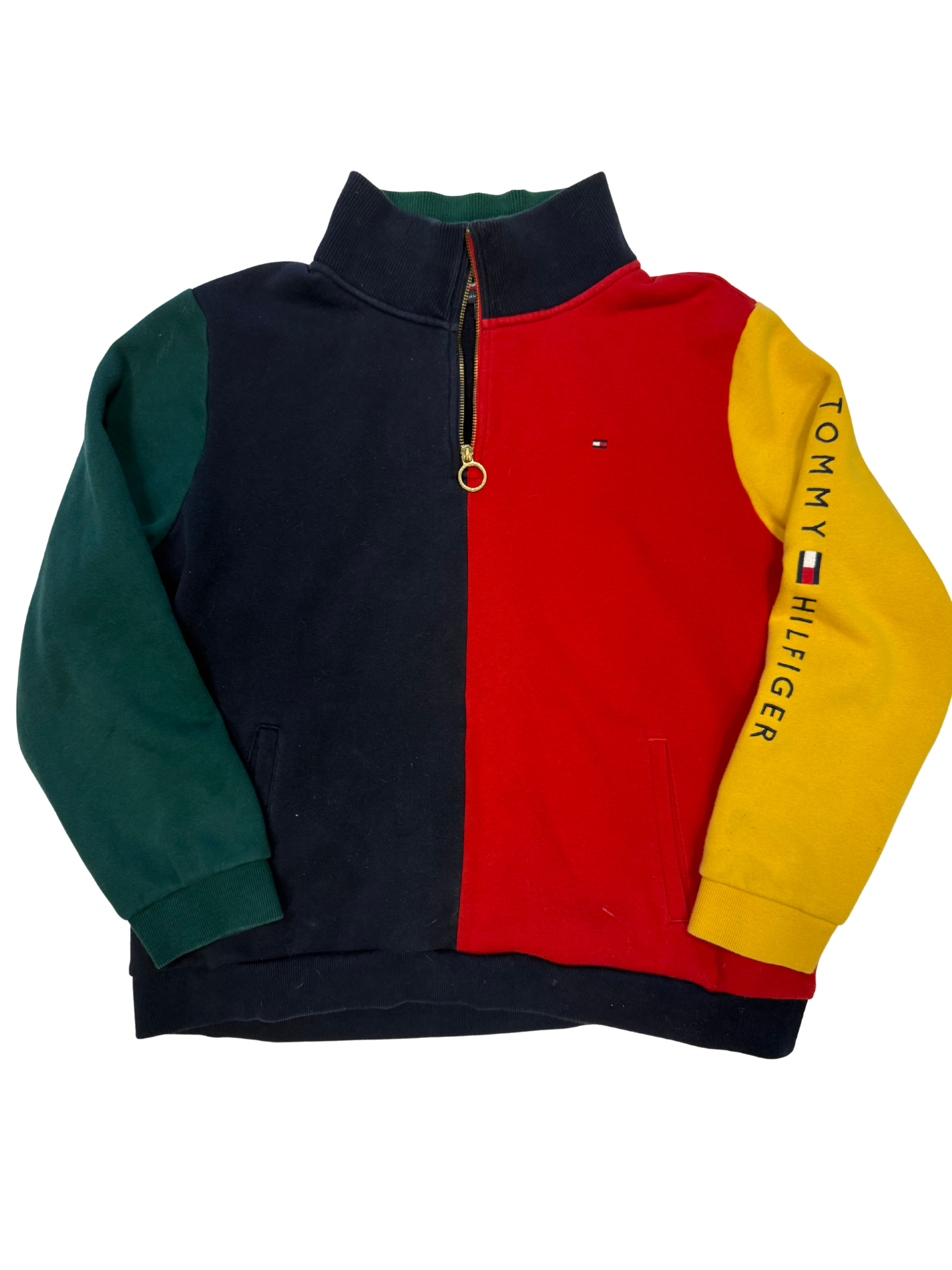 Vintage Tommy Hilfiger Colourblock Quarter Zip Sweatshirt