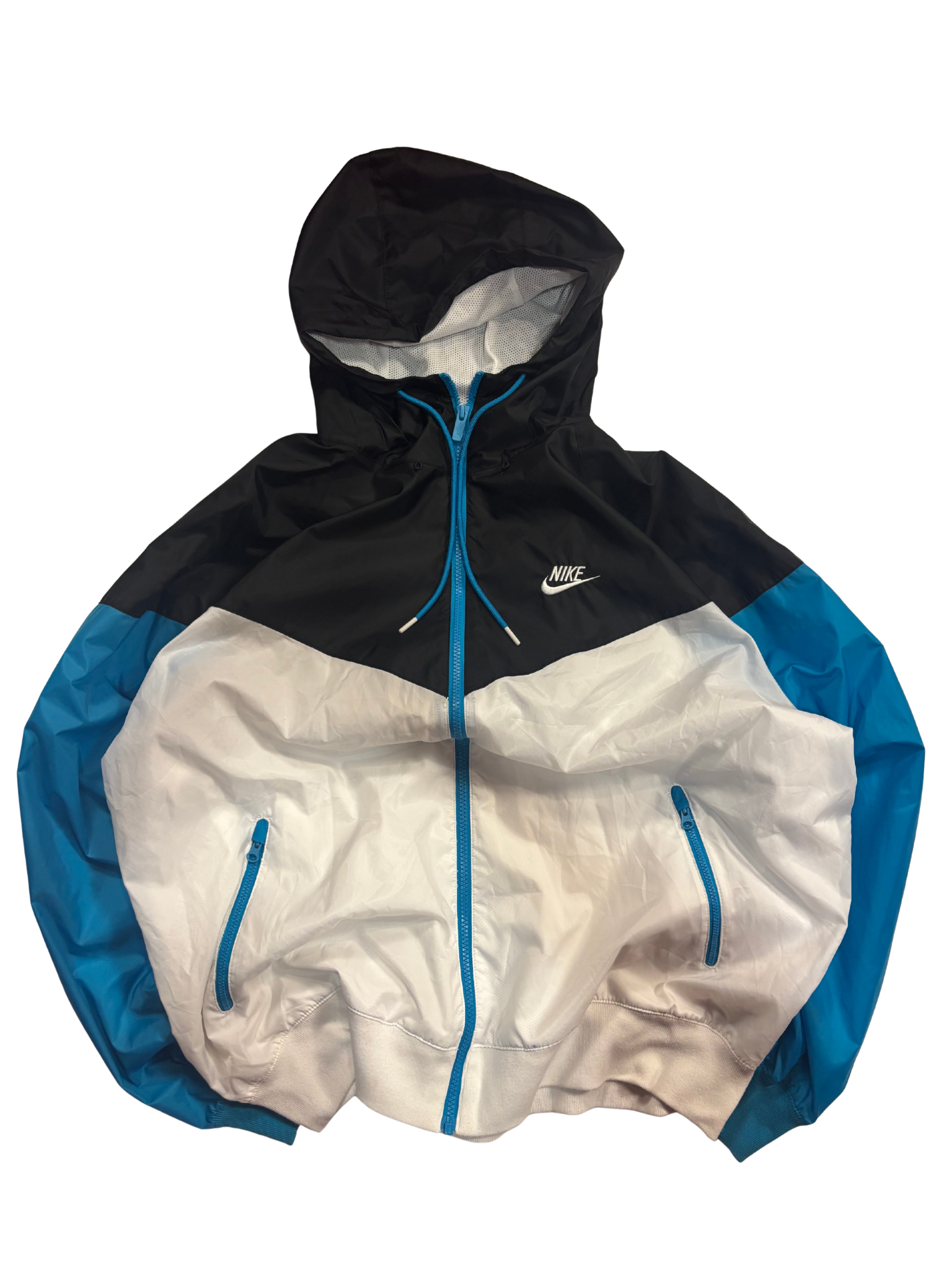 Vintage Nike Windbreaker Jacket – Black / White / Blue – Loose Fit
