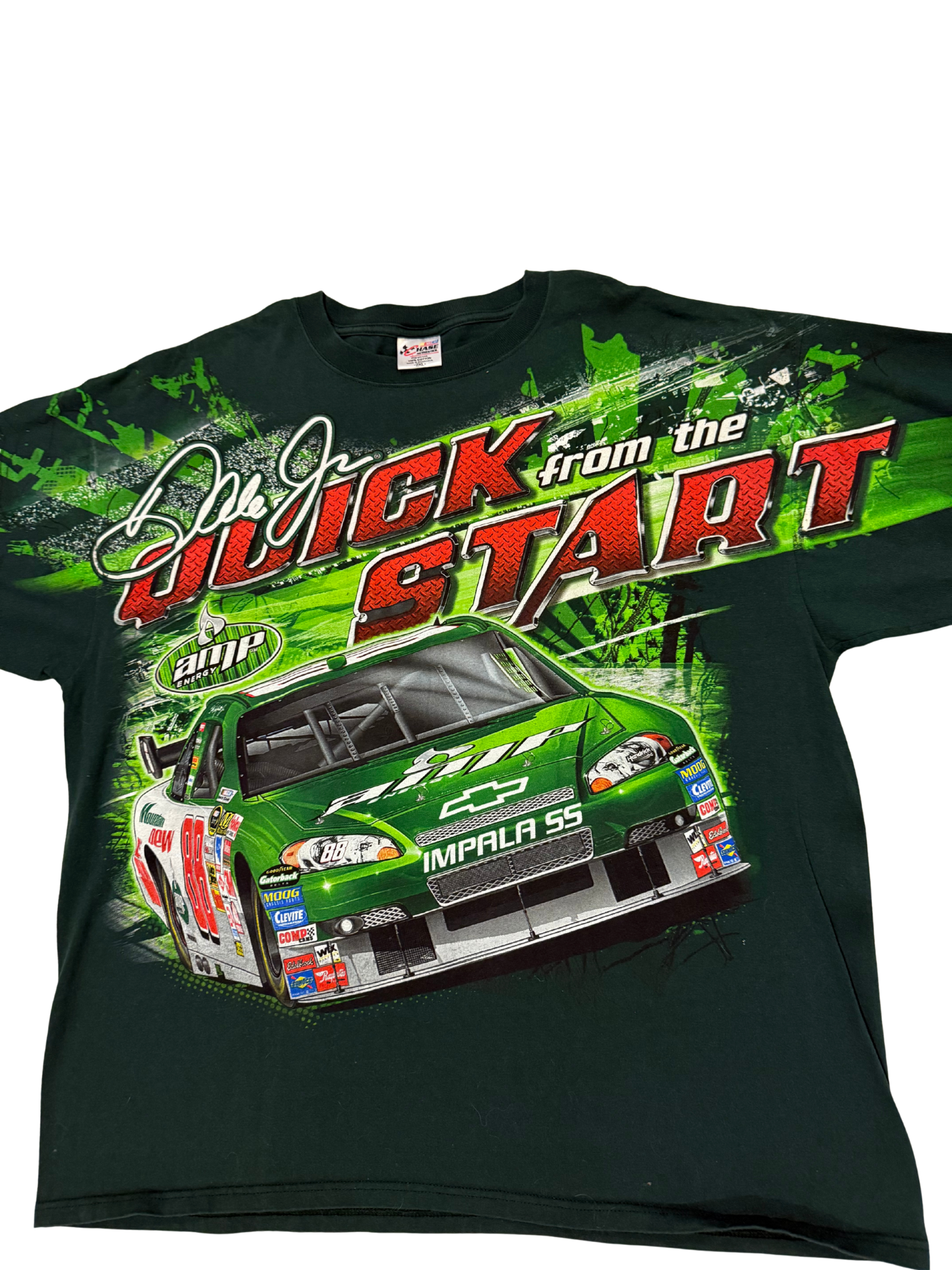 Vintage Dale Earnhardt Jr. NASCAR AMP Energy T-Shirt – “Quick From The Start” – Chase Authentics