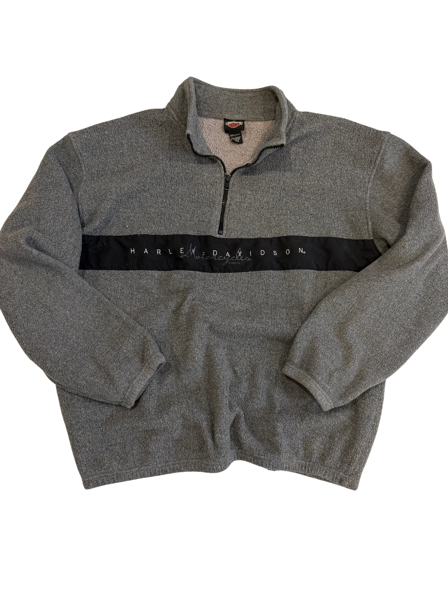 Vintage Harley-Davidson Quarter-Zip Fleece – Grey