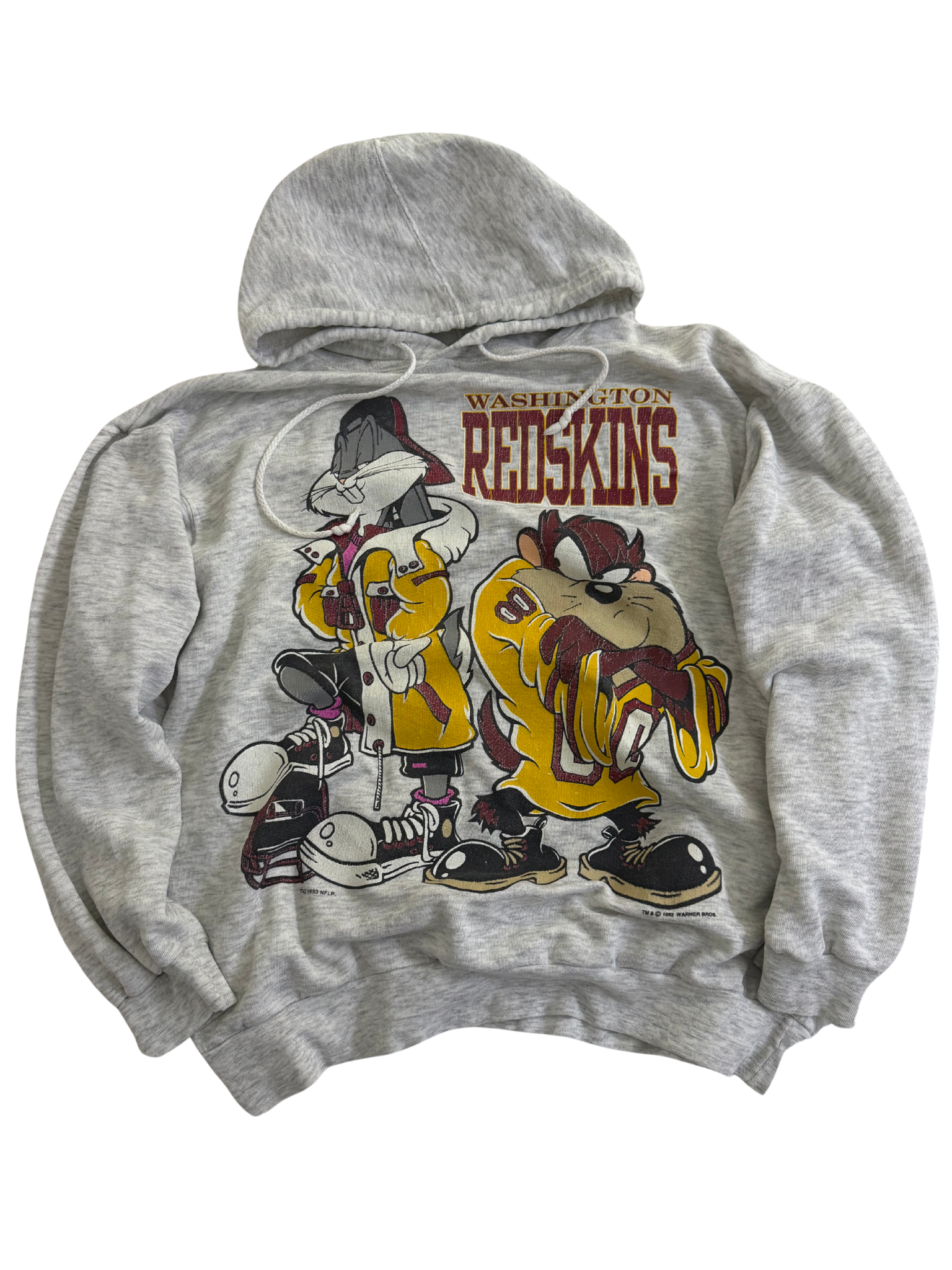 Vintage 1993 Looney Tunes x Washington Redskins Hoodie – Bugs Bunny & Taz – Rare NFL Collaboration