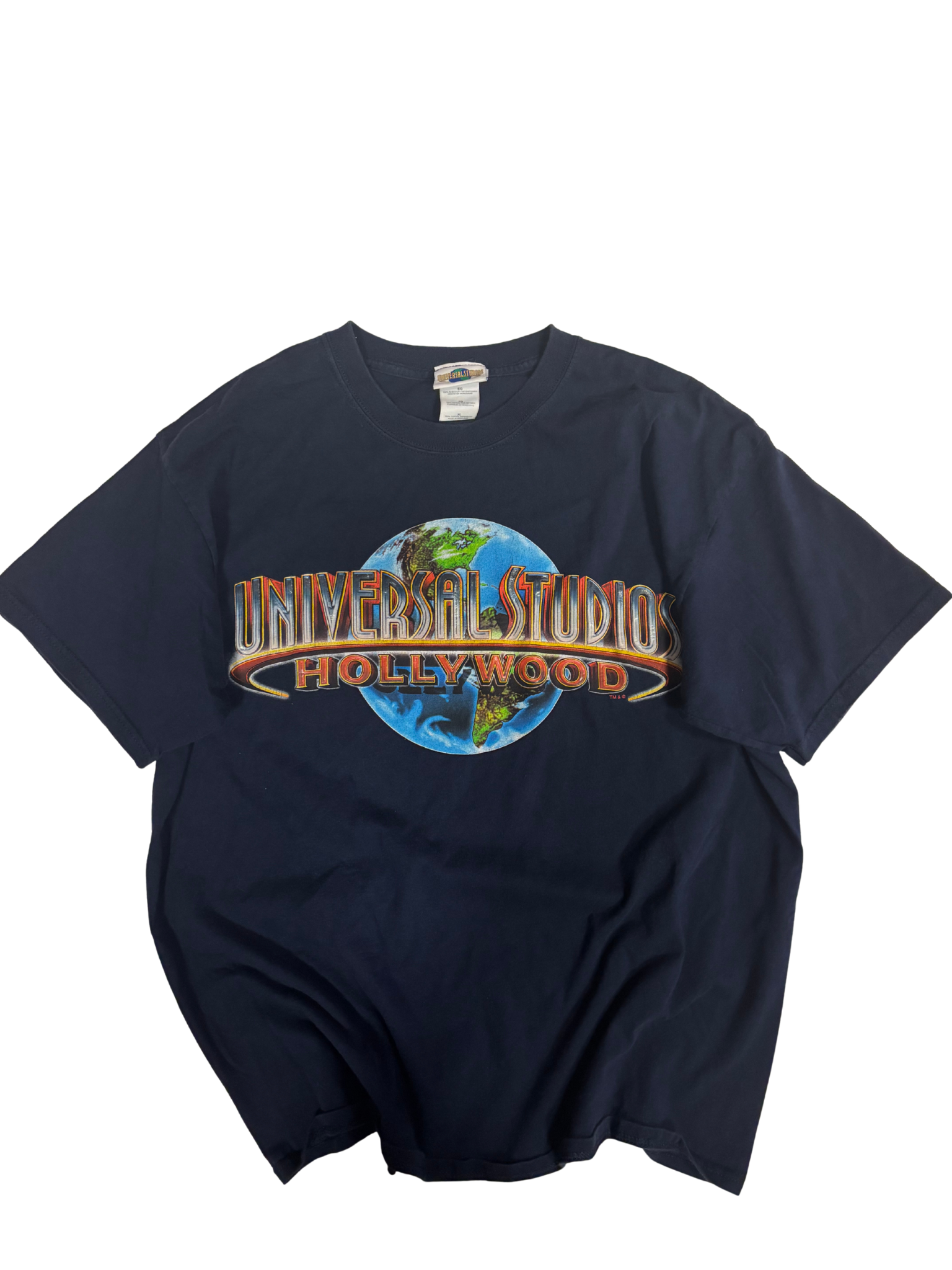 Vintage Universal Studios Hollywood T-Shirt – Classic Globe Logo Tee – Navy Blue