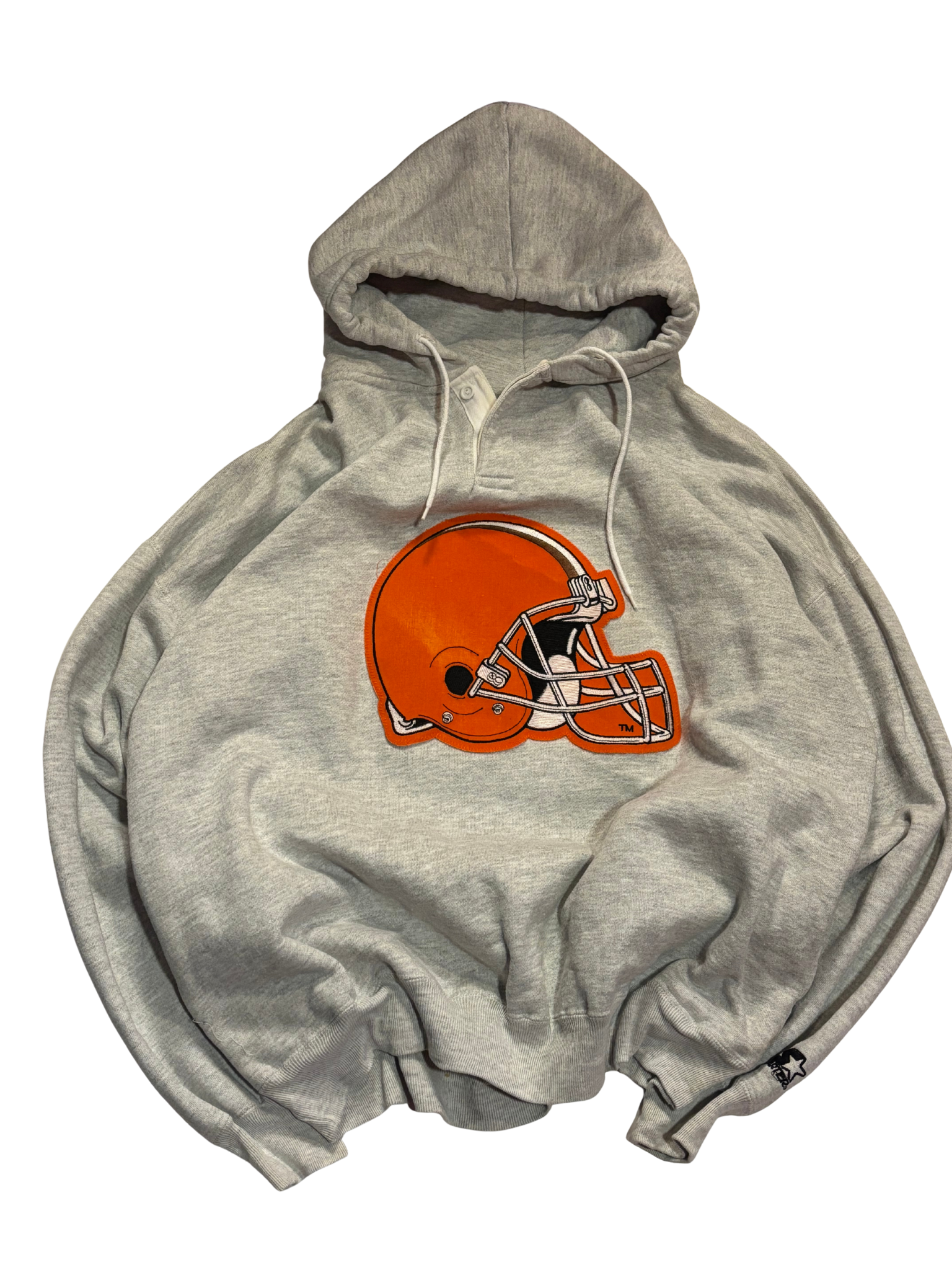 Vintage Cleveland Browns Starter Hoodie – Grey – Embroidered Helmet