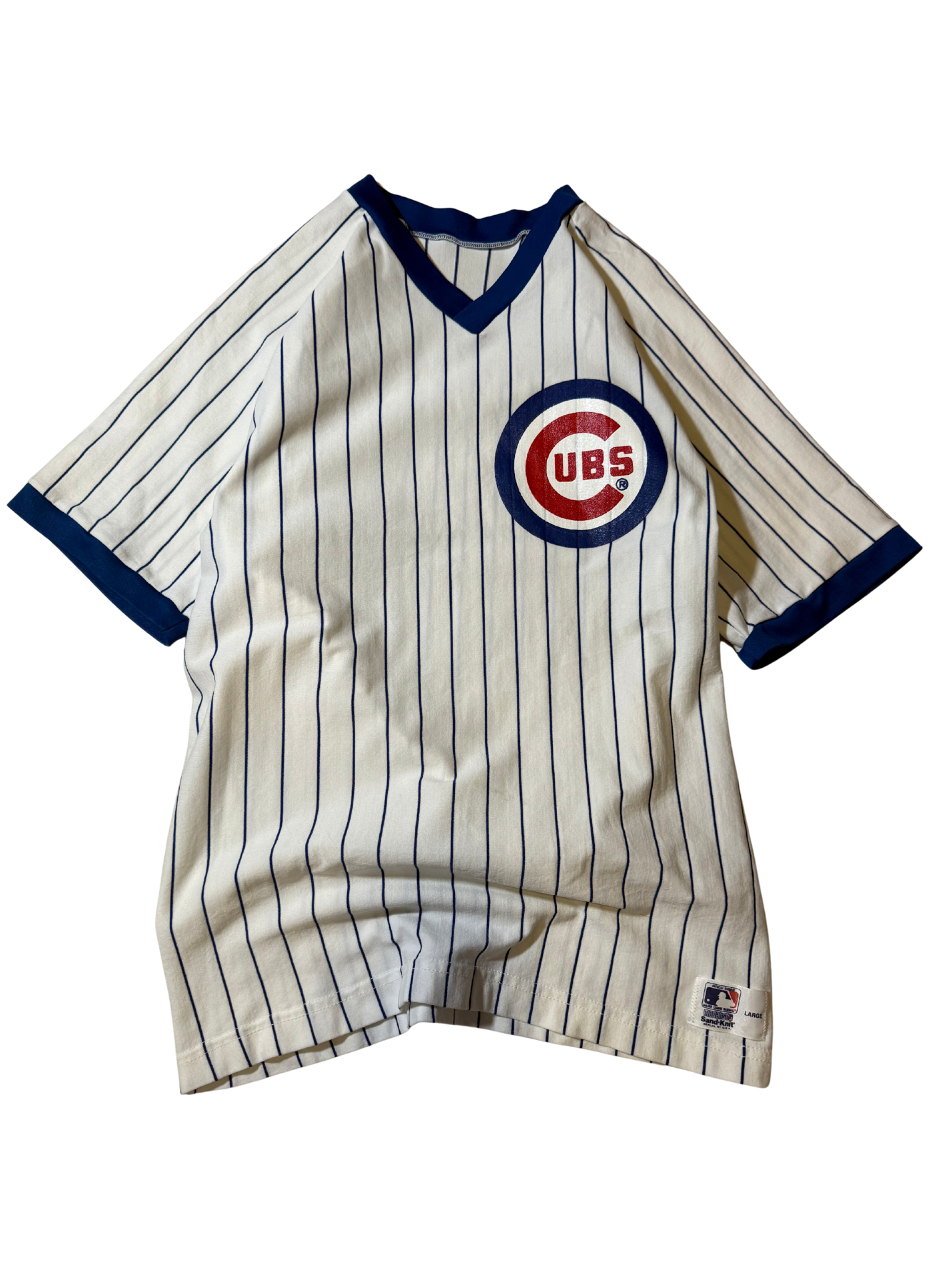 Vintage Chicago Cubs Pinstripe Baseball Jersey – MLB Sand-Knit