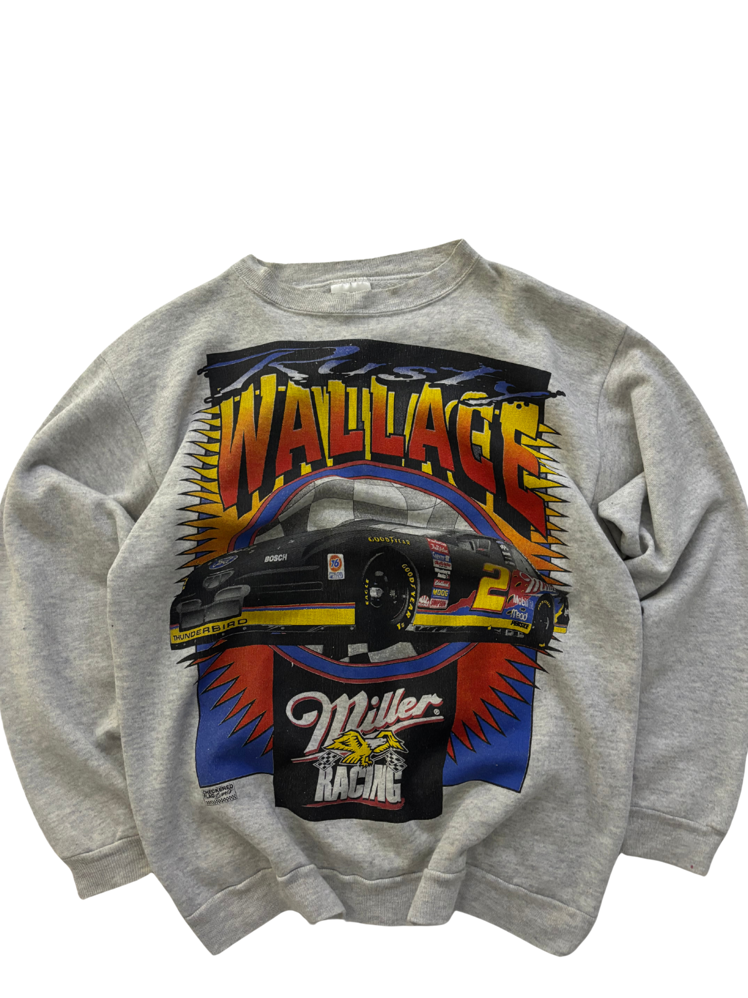 Vintage 90s Rusty Wallace Miller Racing Sweatshirt – NASCAR Checkered Flag Sports