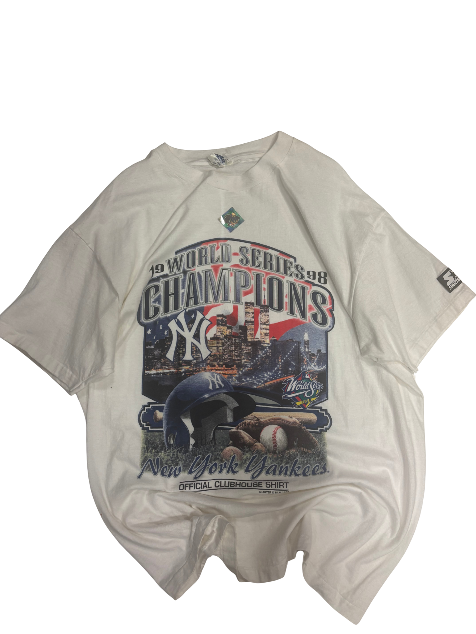 Vintage 1998 New York Yankees World Series Champions T-Shirt – Starter – White