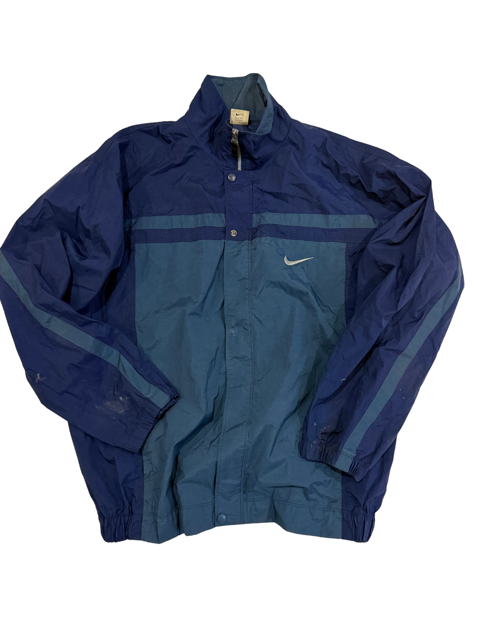 Vintage 90s Nike Two-Tone Windbreaker Jacket – Navy & Teal – Embroidered Swoosh