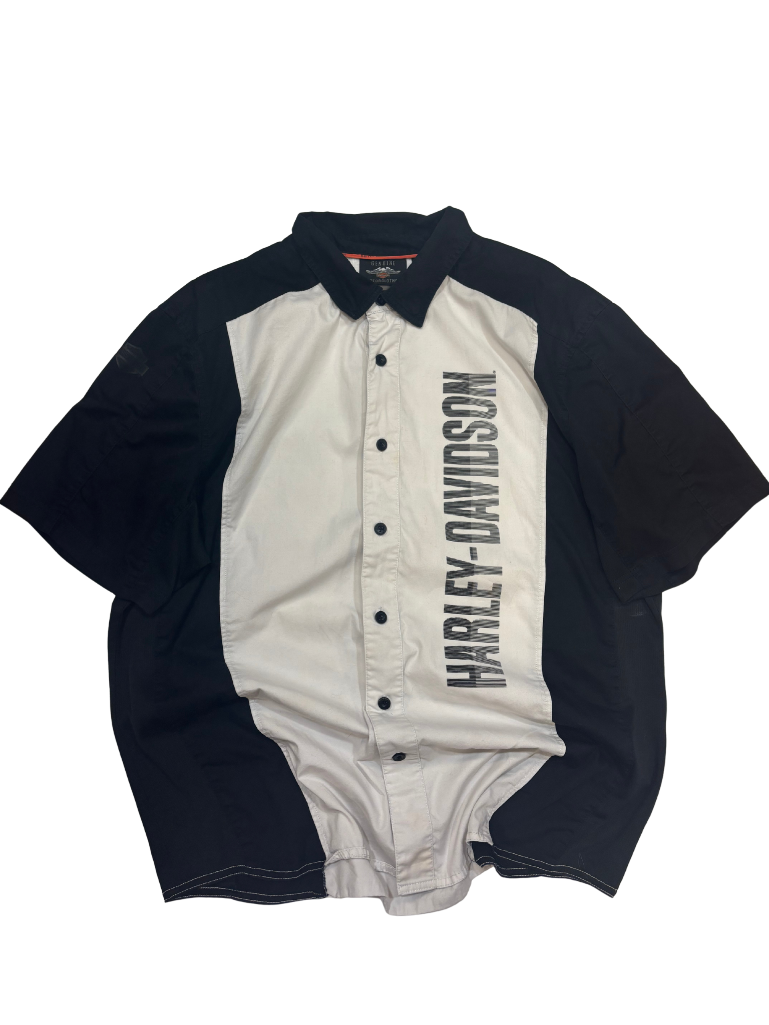 Harley-Davidson Button-Up Shirt – Black & White – Vertical Logo