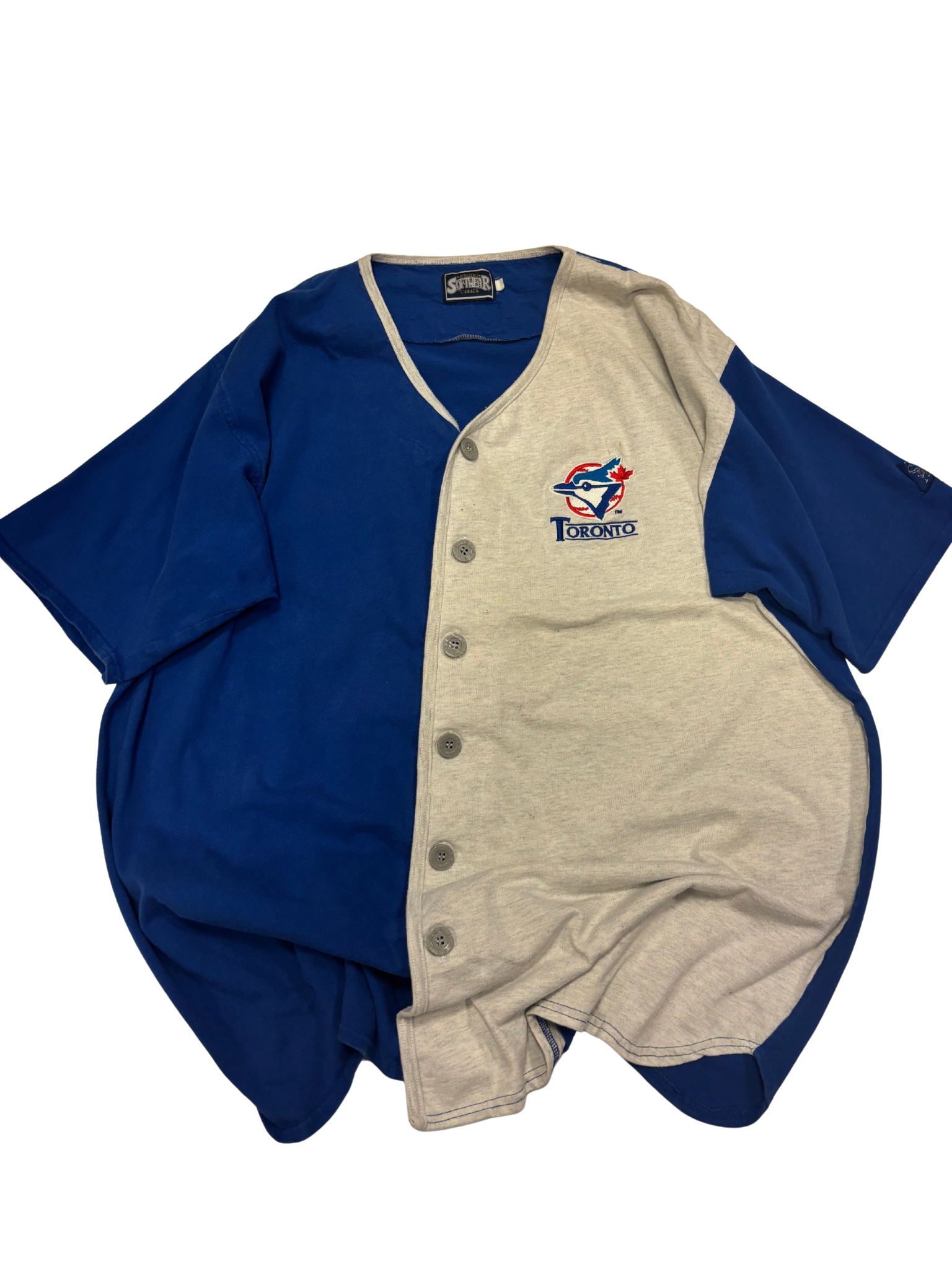 Vintage Toronto Blue Jays Two-Tone Button-Up Jersey – Blue & Grey – 90s Softwear Canada