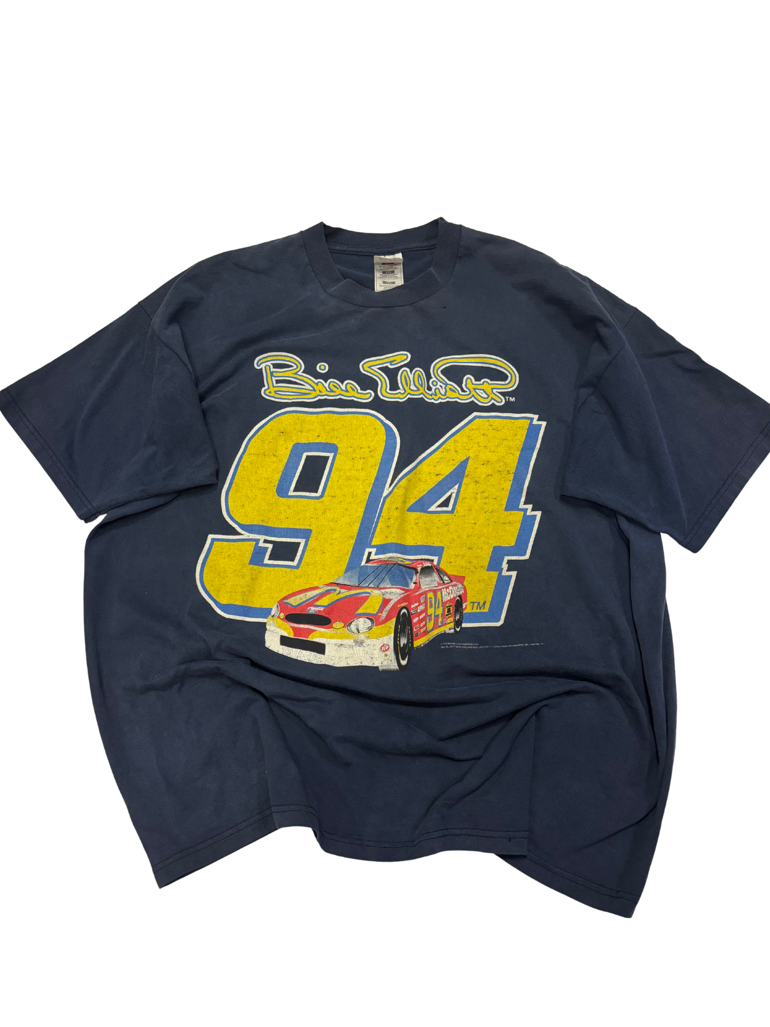 Vintage 90s Bill Elliott NASCAR T-Shirt – McDonald’s #94 Racing Tee – Navy