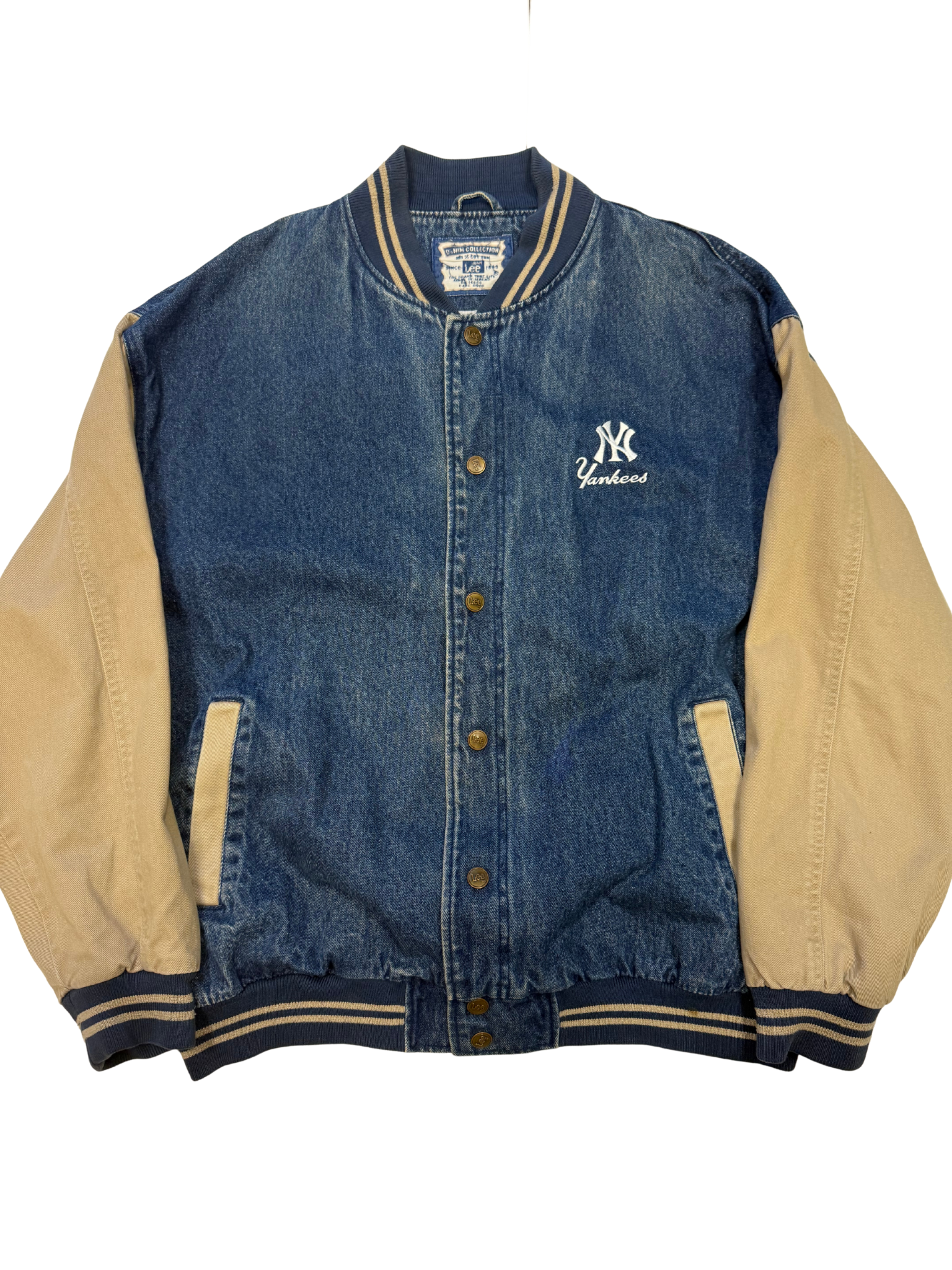 Vintage Lee x New York Yankees Denim Varsity Jacket