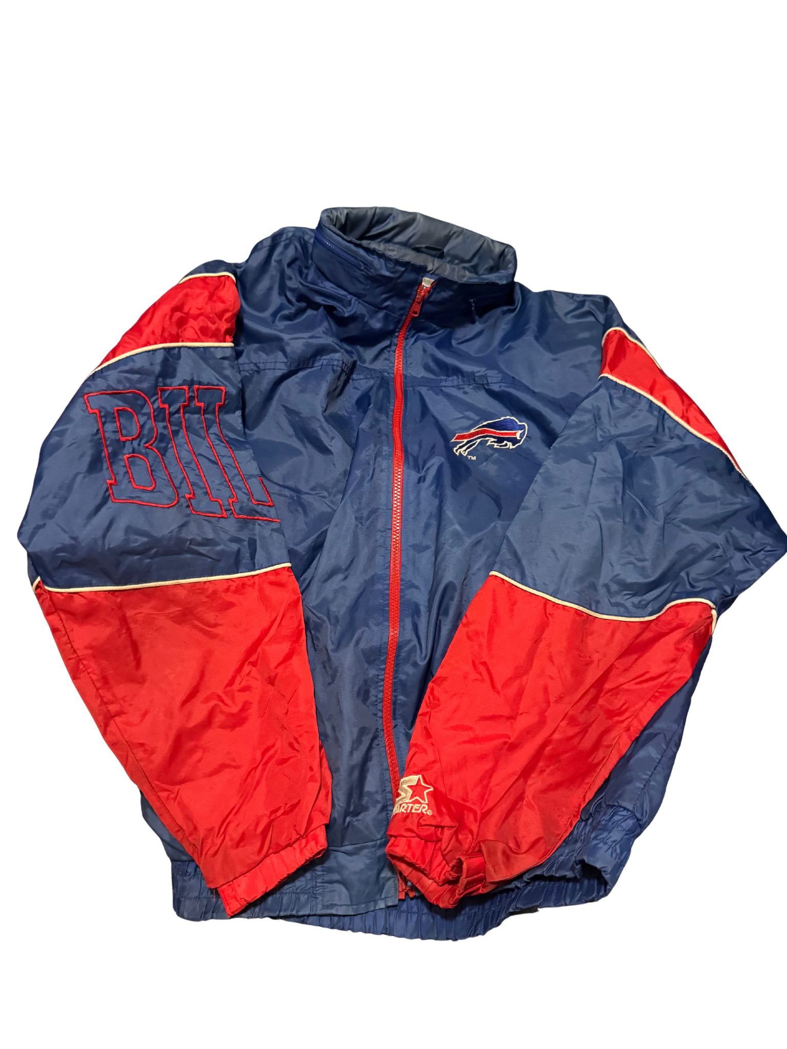 Vintage Buffalo Bills Starter Jacket – 90s NFL Blue/Red Windbreaker